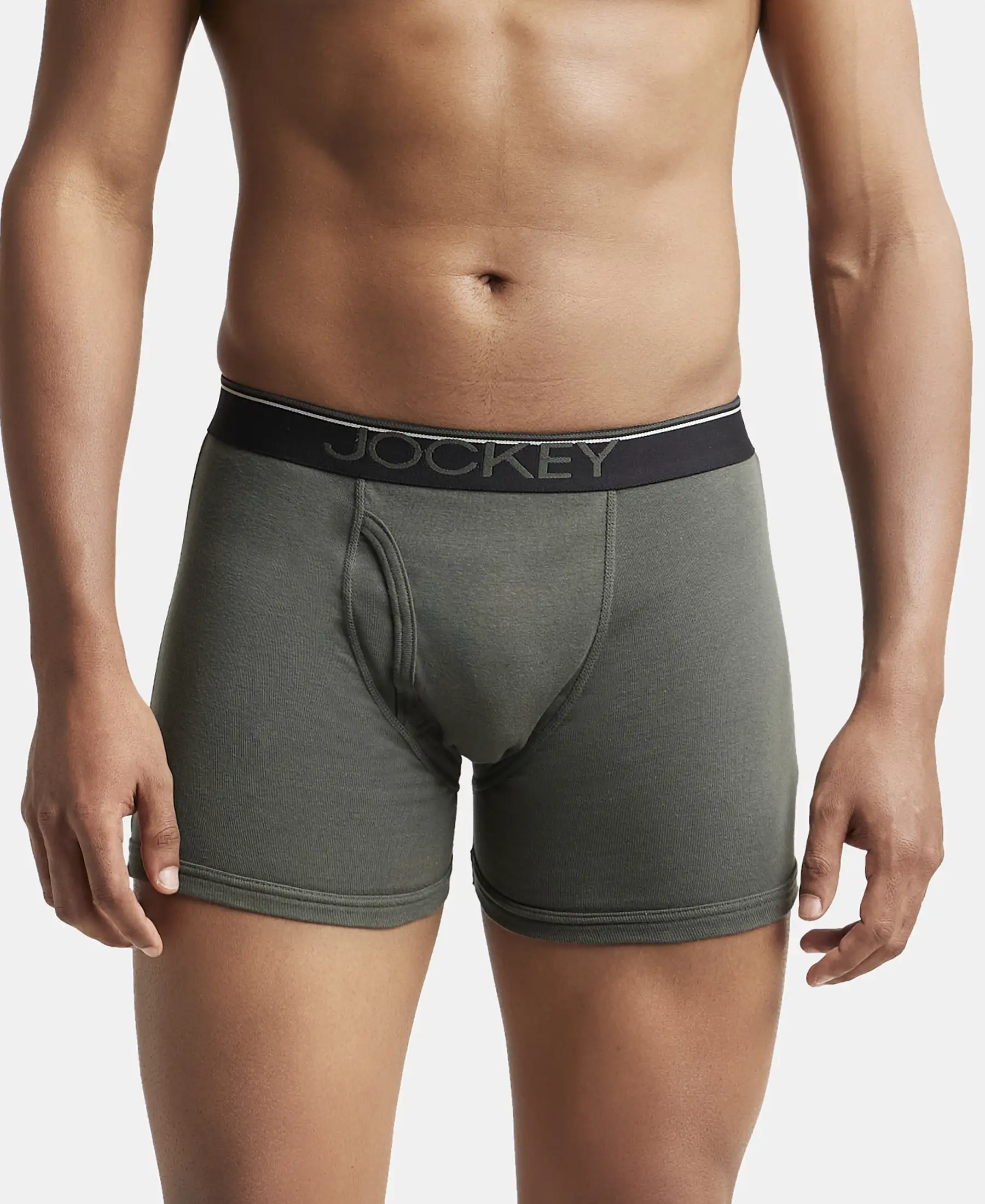 Super Combed Cotton Rib Solid Boxer Brief with Ultrasoft and Durable Waistband - Deep Olive (Pack of 2) - Image 7