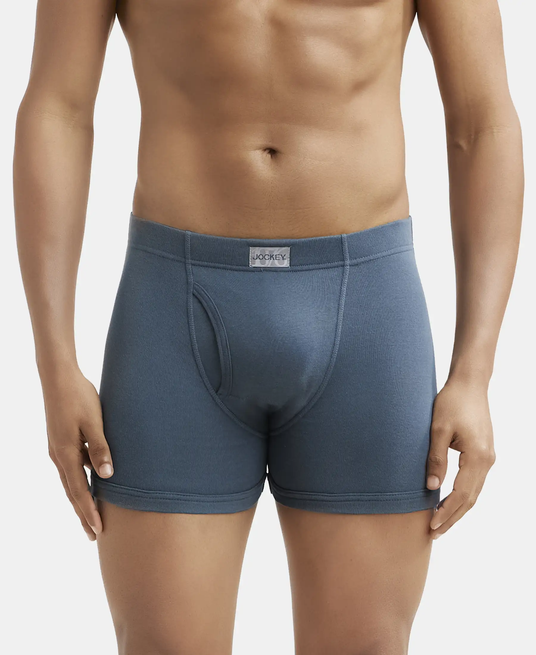Super Combed Cotton Rib Solid Boxer Brief with Ultrasoft and Durable Waistband - Deep Slate