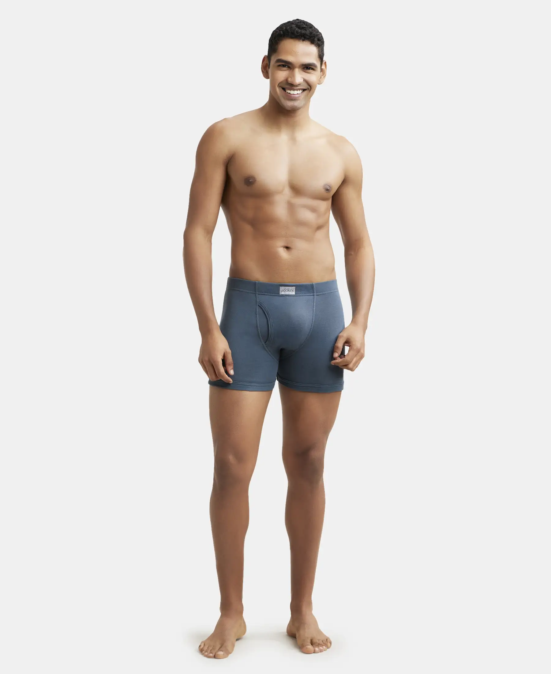 Super Combed Cotton Rib Solid Boxer Brief with Ultrasoft and Durable Waistband - Deep Slate - Image 4