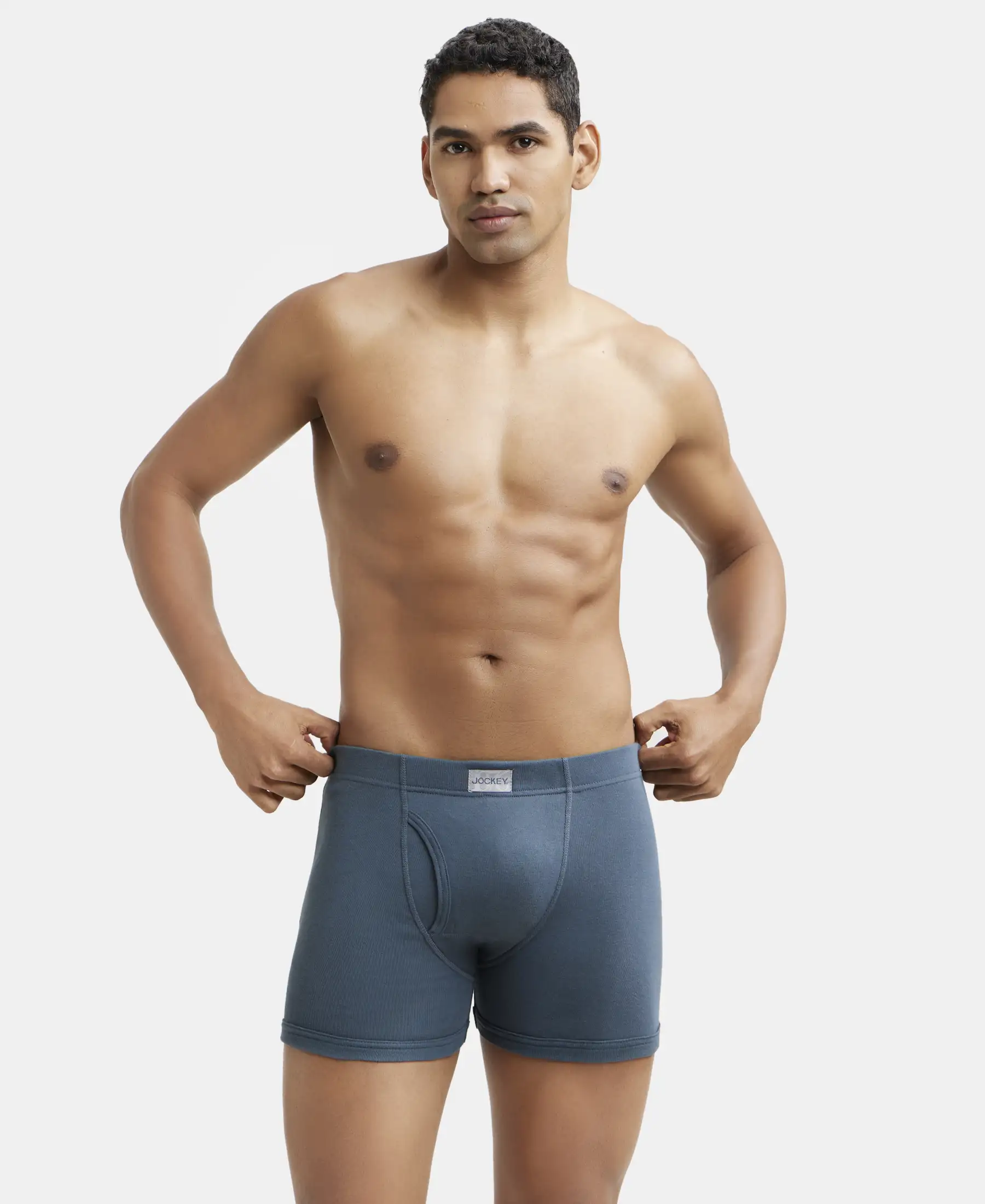 Super Combed Cotton Rib Solid Boxer Brief with Ultrasoft and Durable Waistband - Deep Slate - Image 6