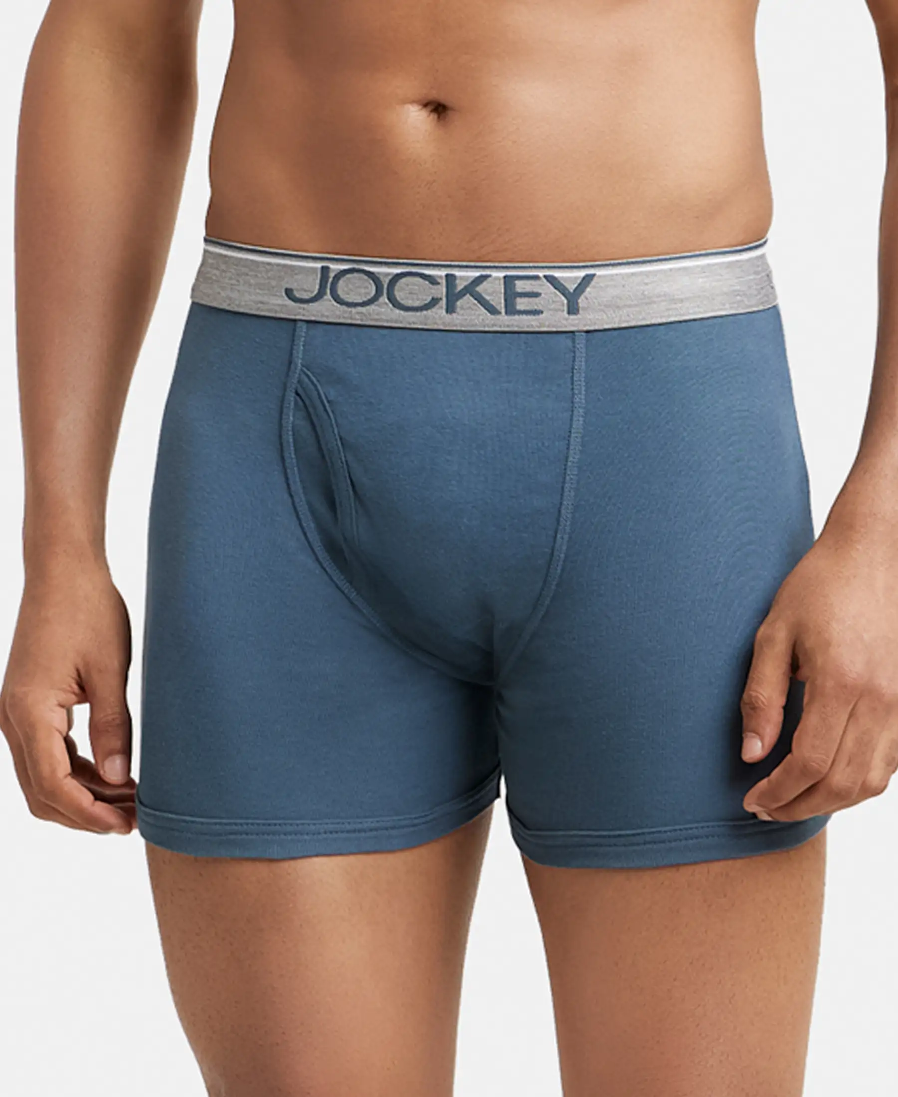 Super Combed Cotton Rib Solid Boxer Brief with Ultrasoft and Durable Waistband - Deep Slate