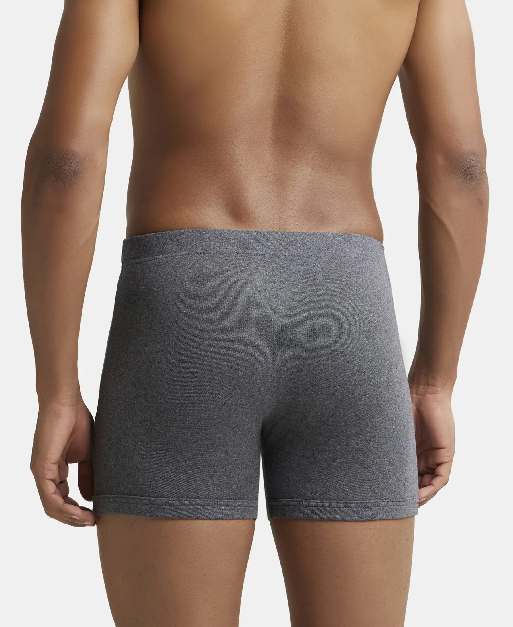 Super Combed Cotton Rib Solid Boxer Brief with Ultrasoft and Durable Waistband - Navy/Charcoal Melange/Grey Melange (Pack of 3) - Image 3