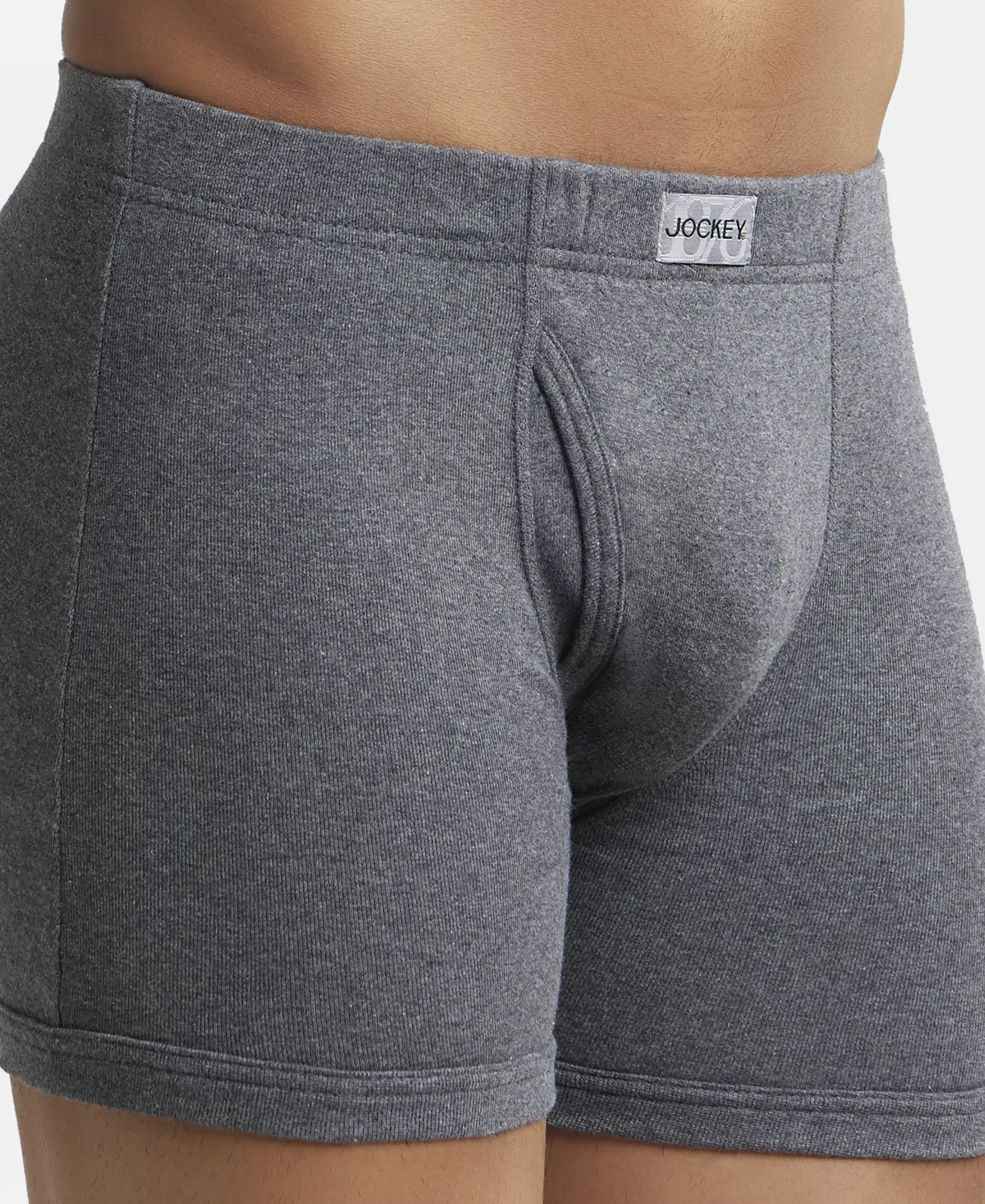 Super Combed Cotton Rib Solid Boxer Brief with Ultrasoft and Durable Waistband - Navy/Charcoal Melange/Grey Melange (Pack of 3) - Image 9