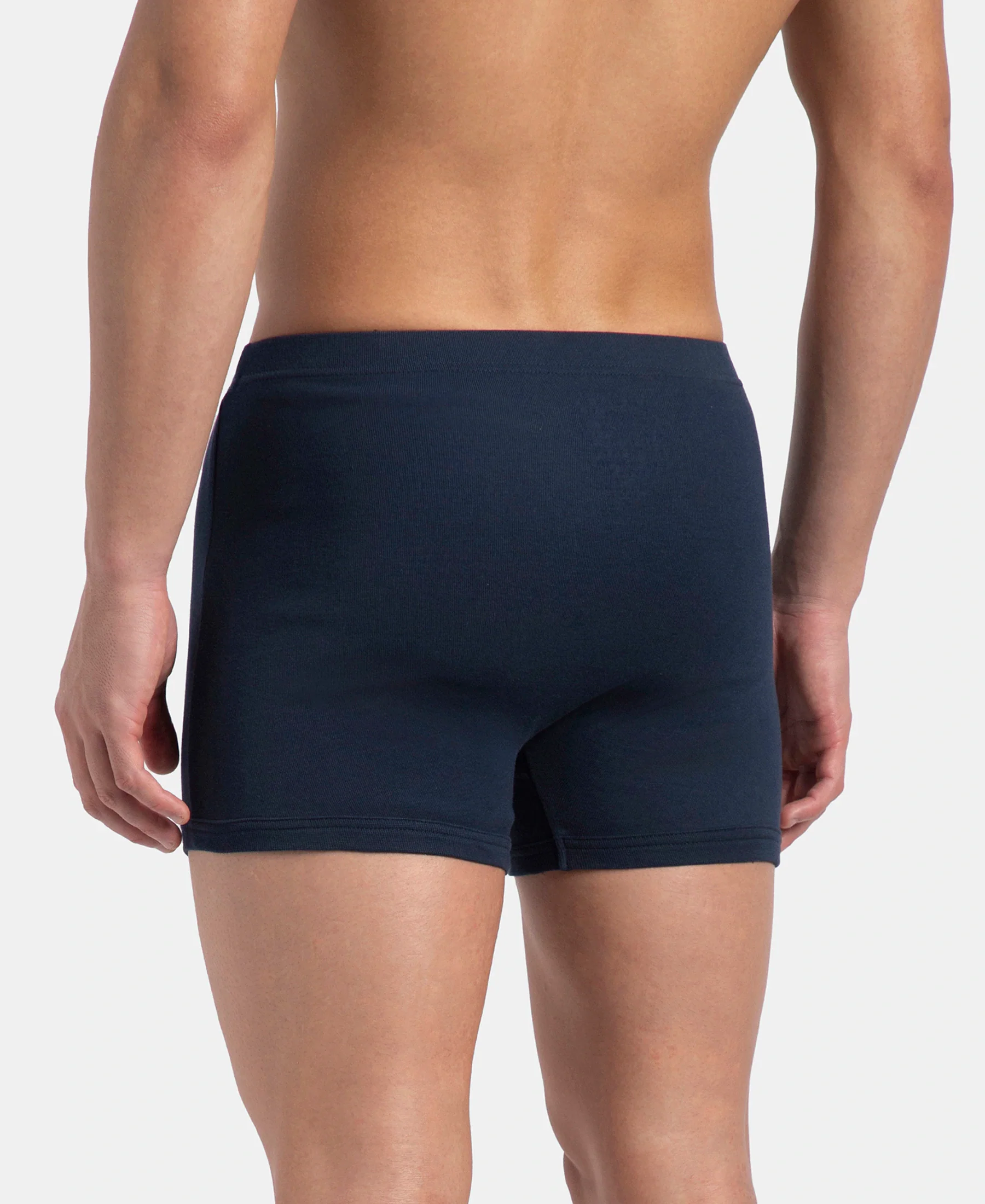 Super Combed Cotton Rib Solid Boxer Brief with Ultrasoft and Durable Waistband - Navy, Stellar & Grey Melange (Pack of 3) - Image 4