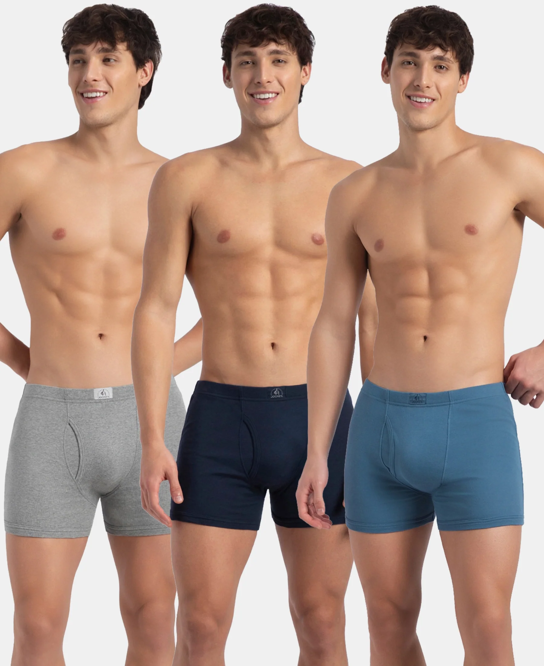 Super Combed Cotton Rib Solid Boxer Brief with Ultrasoft and Durable Waistband - Navy, Stellar & Grey Melange (Pack of 3) - Image 5