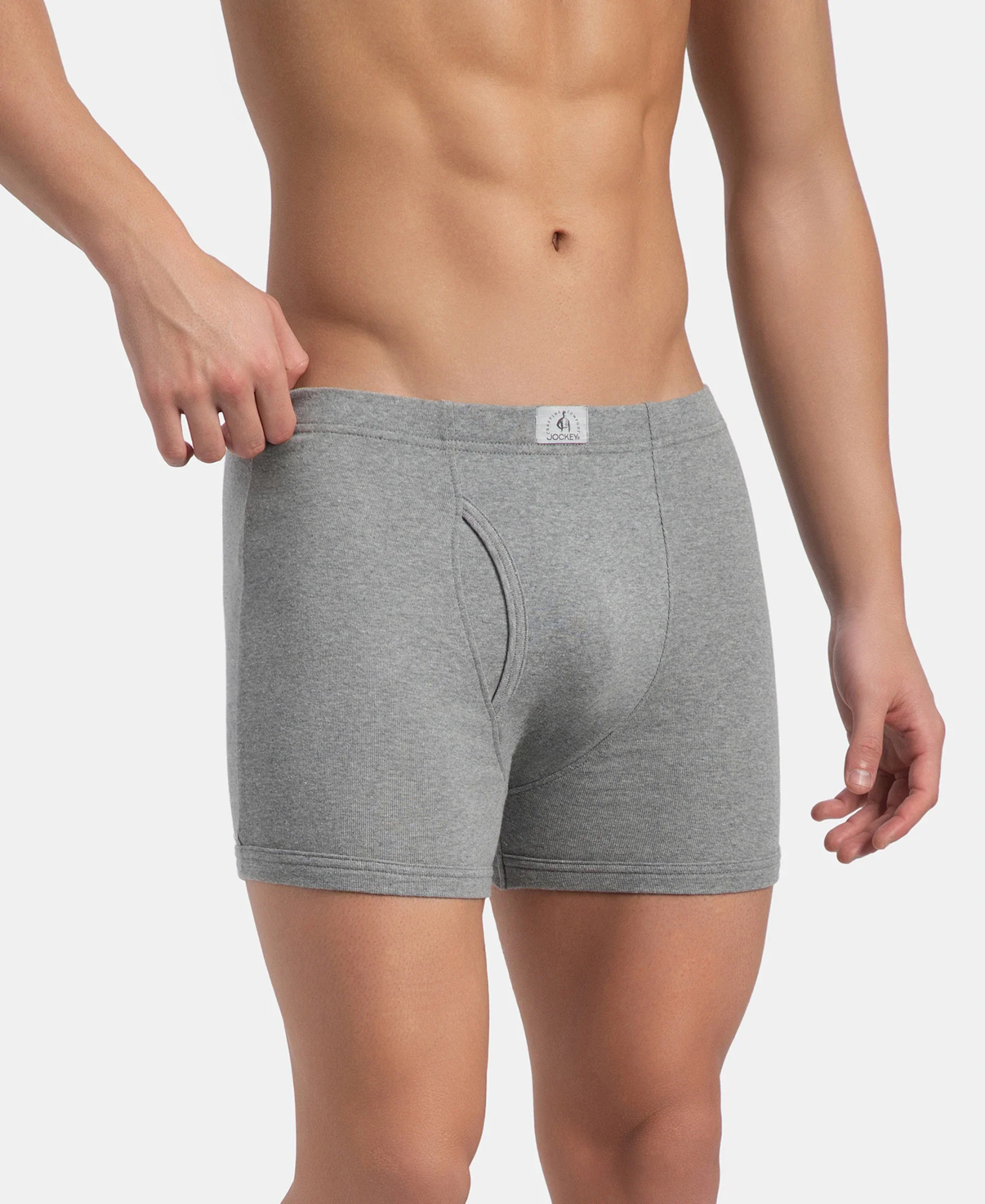 Super Combed Cotton Rib Solid Boxer Brief with Ultrasoft and Durable Waistband - Navy, Stellar & Grey Melange (Pack of 3) - Image 9