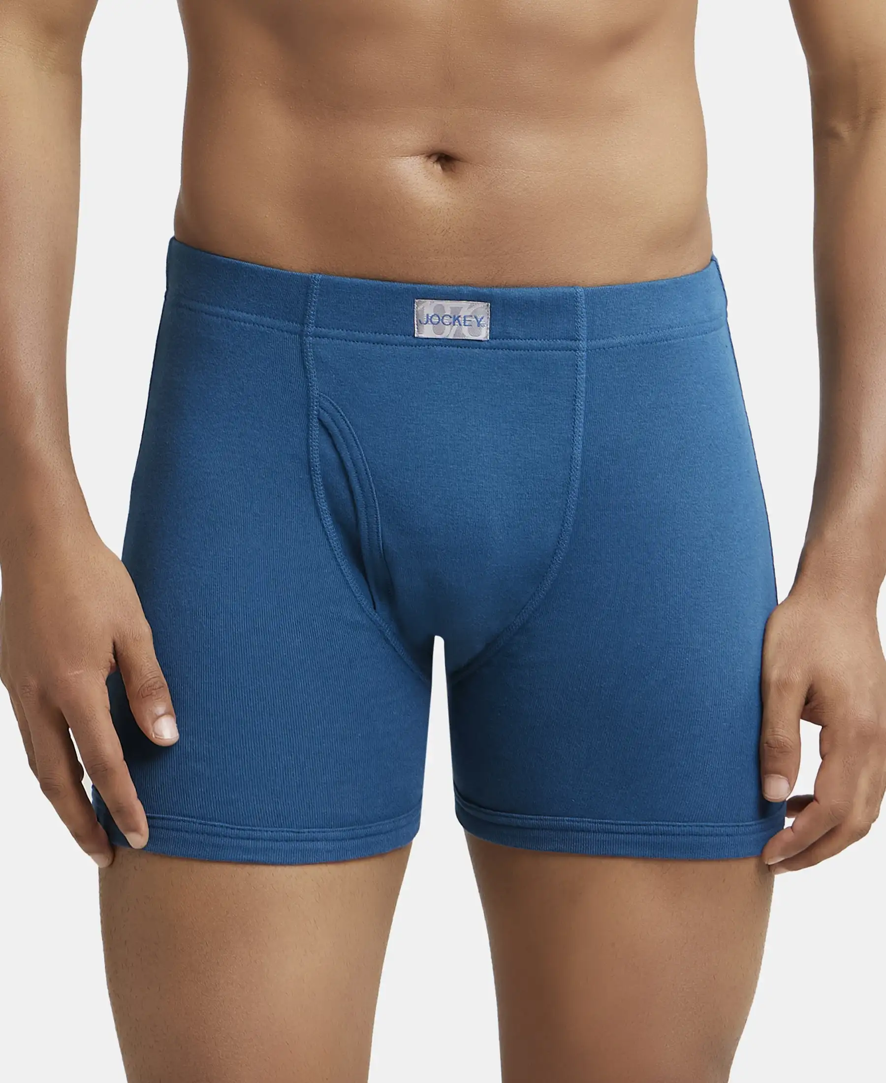 Super Combed Cotton Rib Solid Boxer Brief with Ultrasoft and Durable Waistband - Seaport Teal