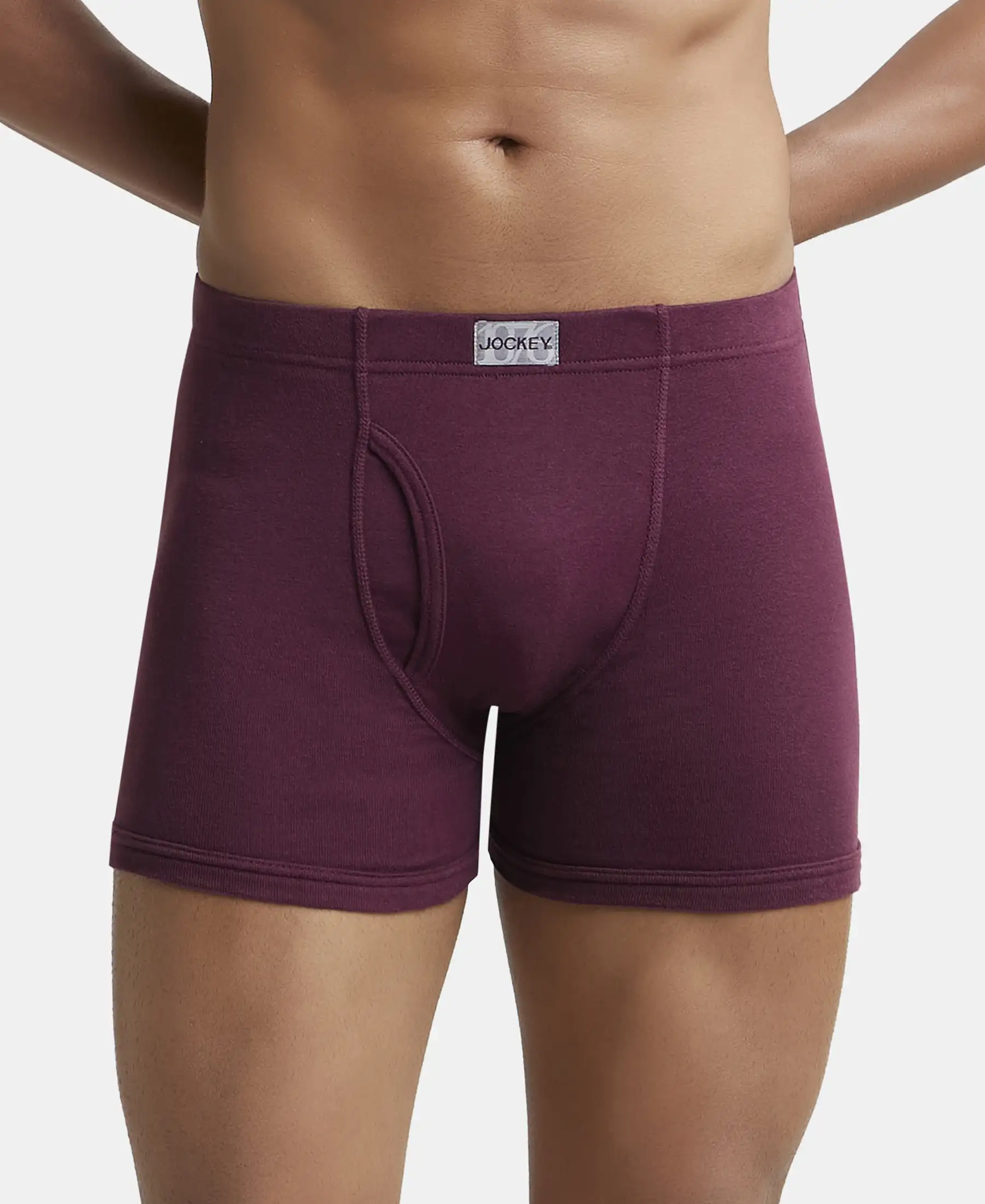 Super Combed Cotton Rib Solid Boxer Brief with Ultrasoft and Durable Waistband - Wine Tasting