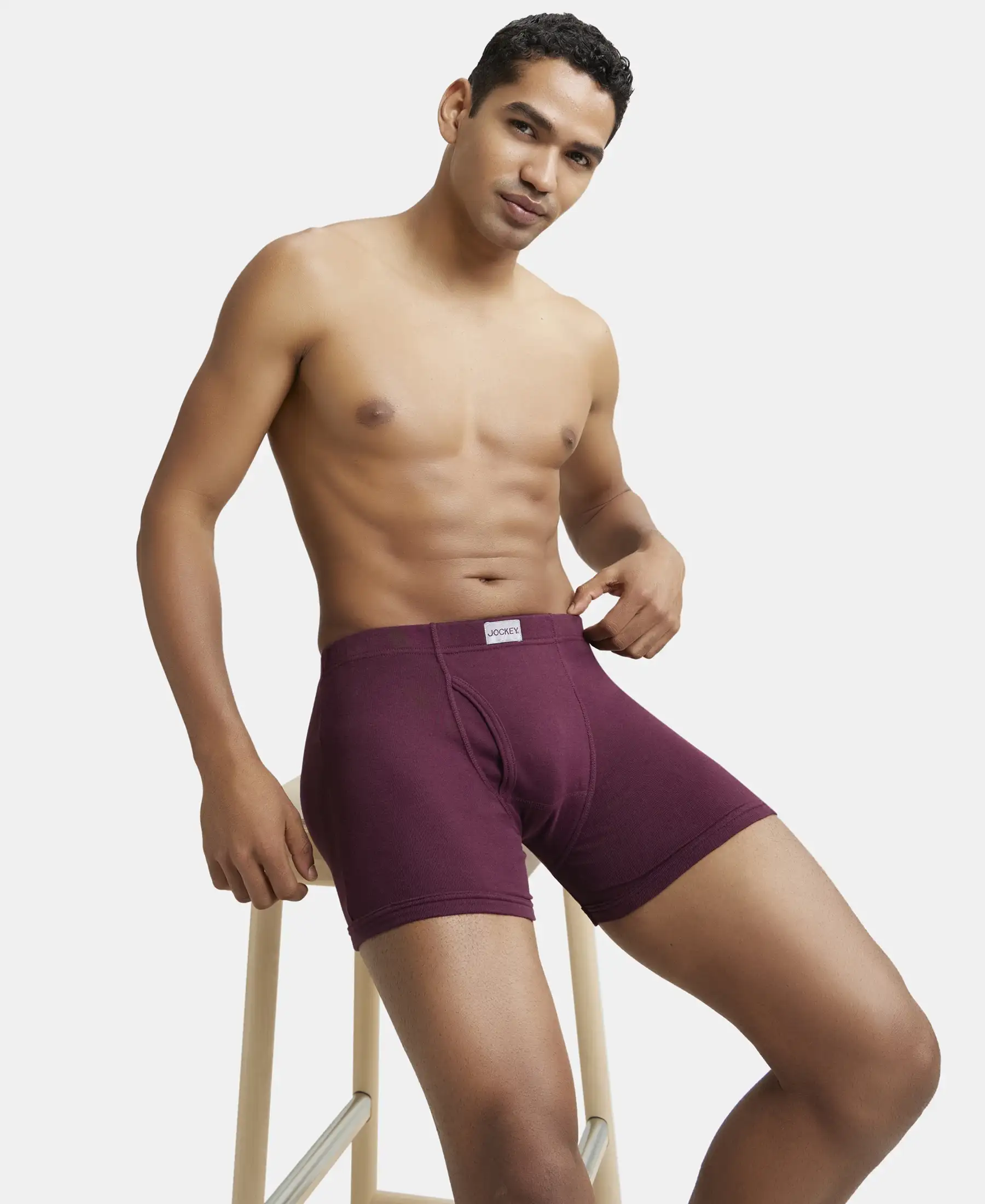Super Combed Cotton Rib Solid Boxer Brief with Ultrasoft and Durable Waistband - Wine Tasting - Image 5