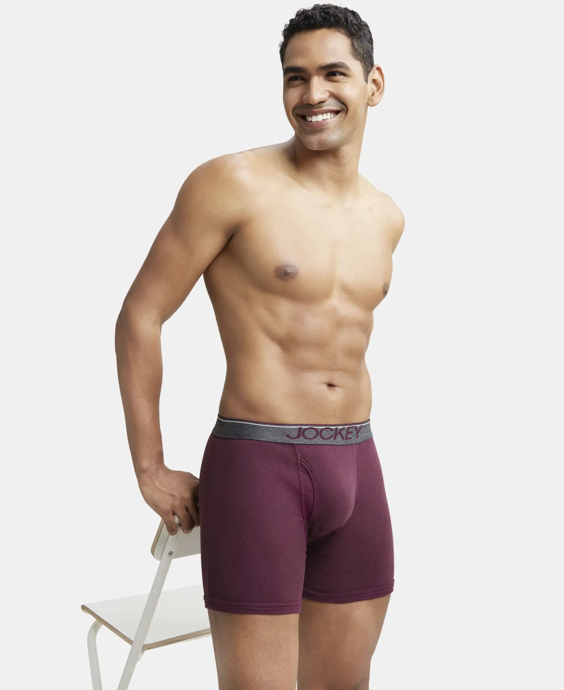 Super Combed Cotton Rib Solid Boxer Brief with Ultrasoft and Durable Waistband - Wine Tasting - Image 5