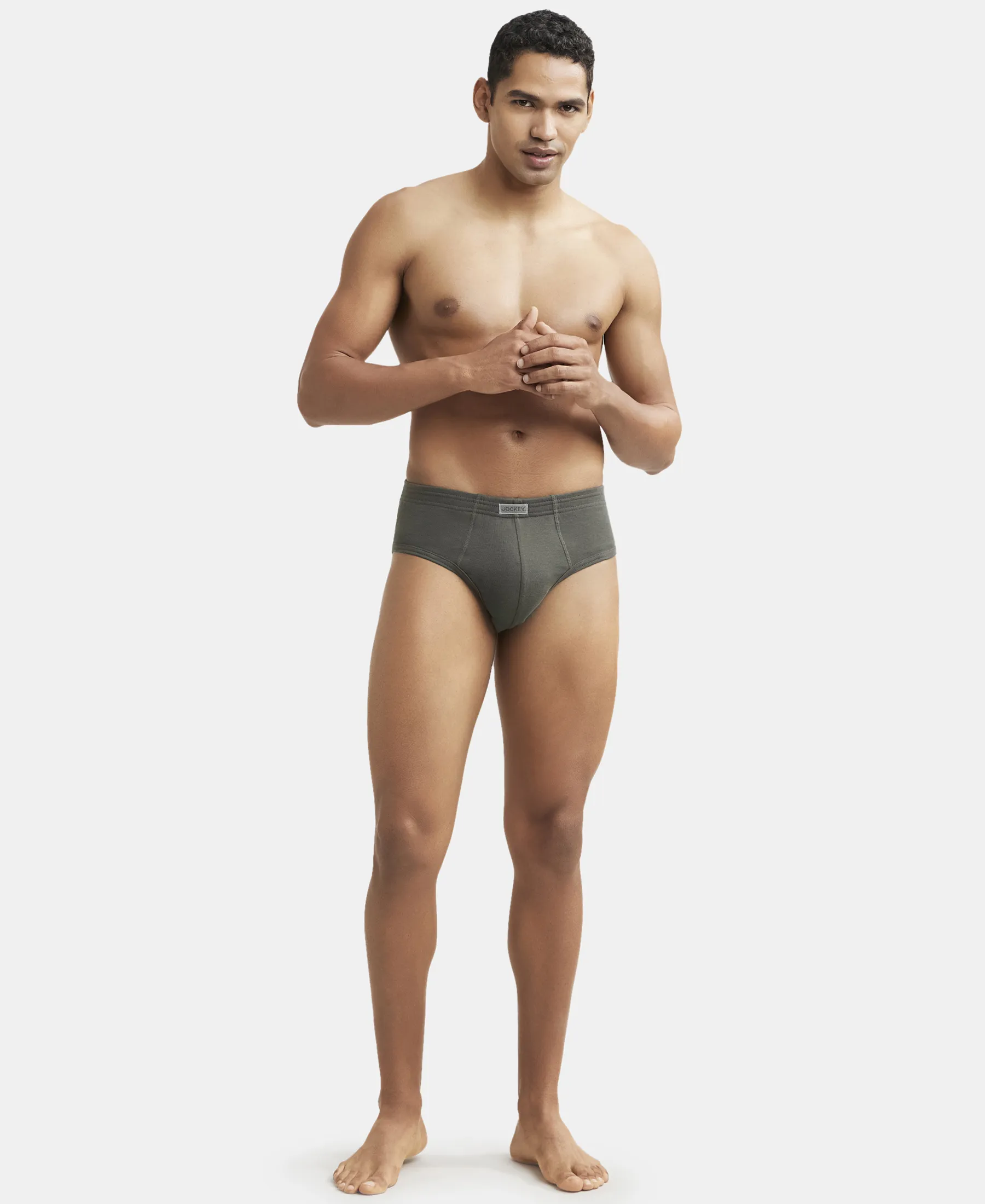 Super Combed Cotton Rib Solid Brief with StayFresh Treatment - Deep Olive - Image 4