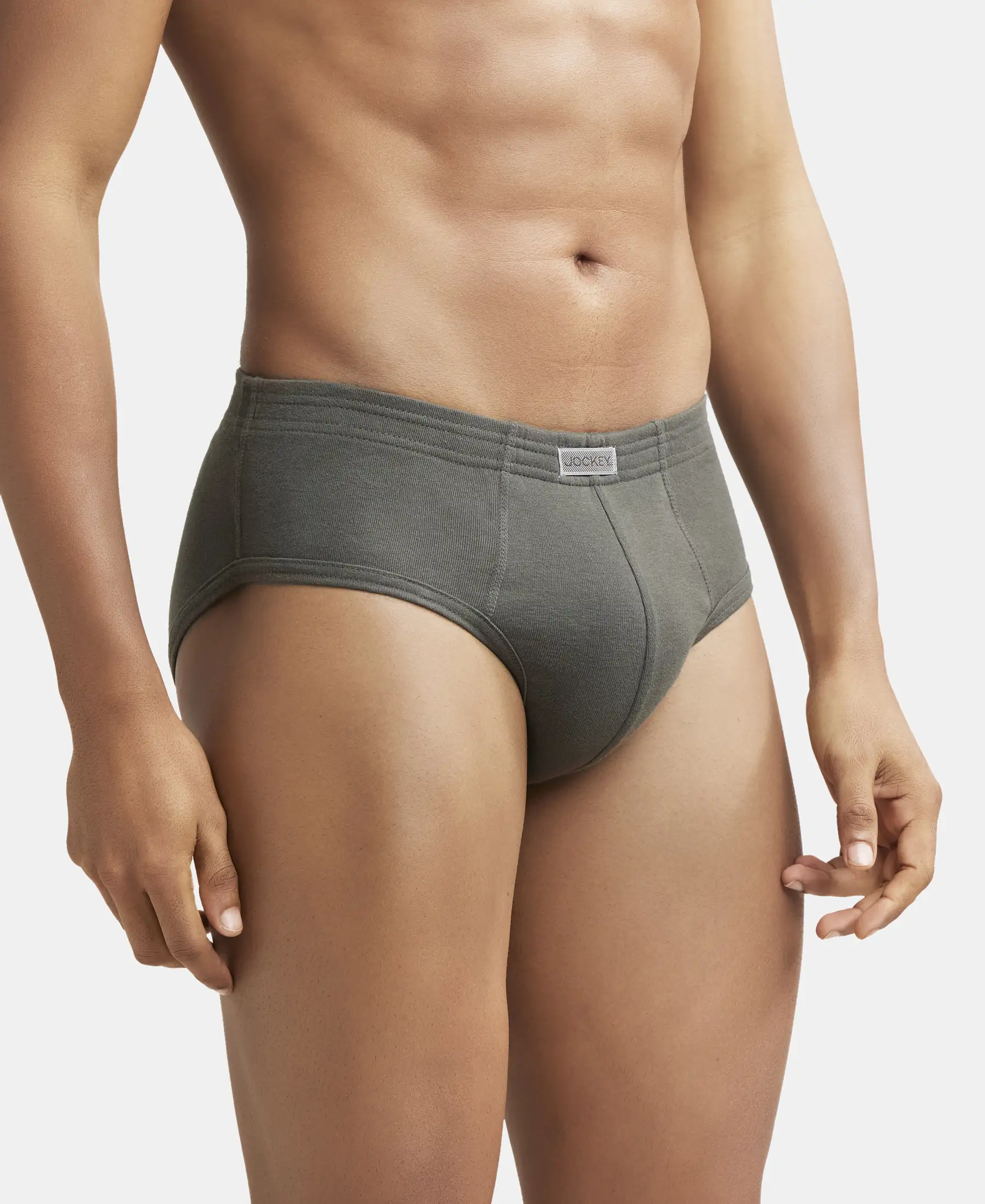 Super Combed Cotton Rib Solid Brief with StayFresh Treatment - Deep Olive (Pack of 2) - Image 2