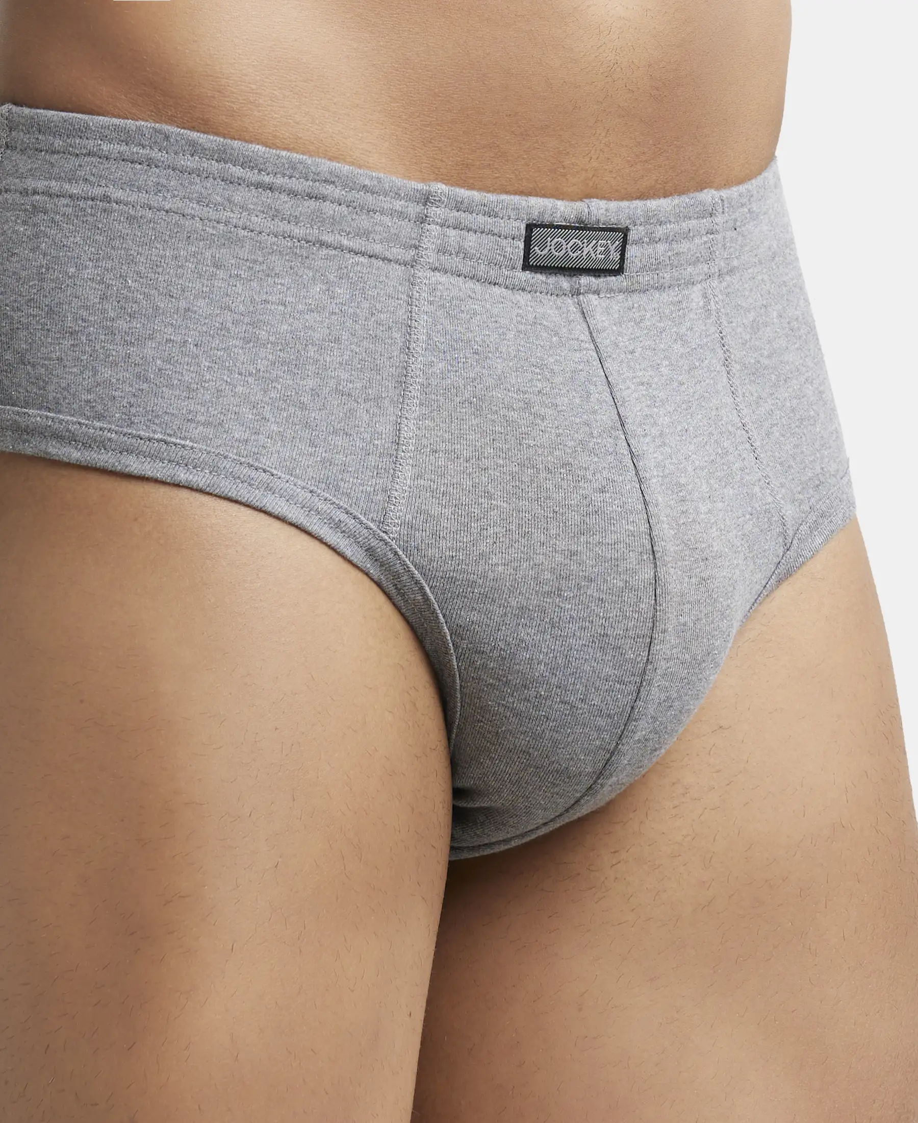 Super Combed Cotton Rib Solid Brief with StayFresh Treatment - Mid Grey Melange (Pack of 2) - Image 6