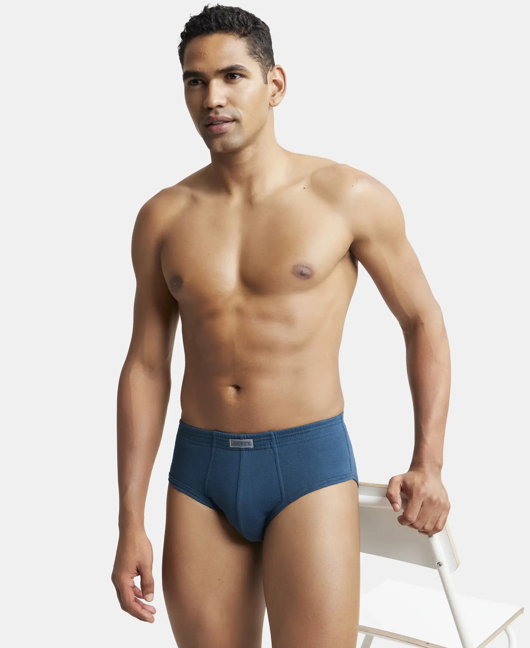 Super Combed Cotton Rib Solid Brief with StayFresh Treatment - Reflecting Pond - Image 5
