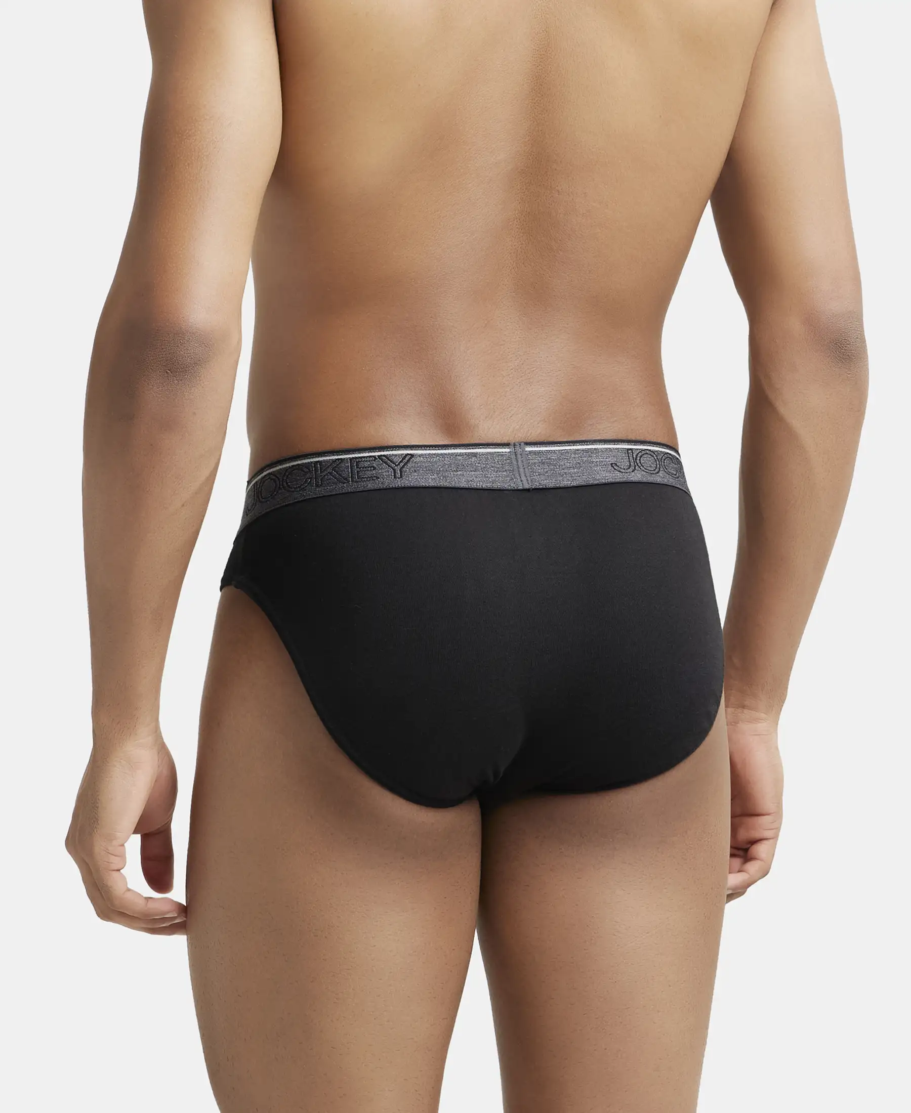 Super Combed Cotton Rib Solid Brief with Ultrasoft Waistband - Black - Image 3
