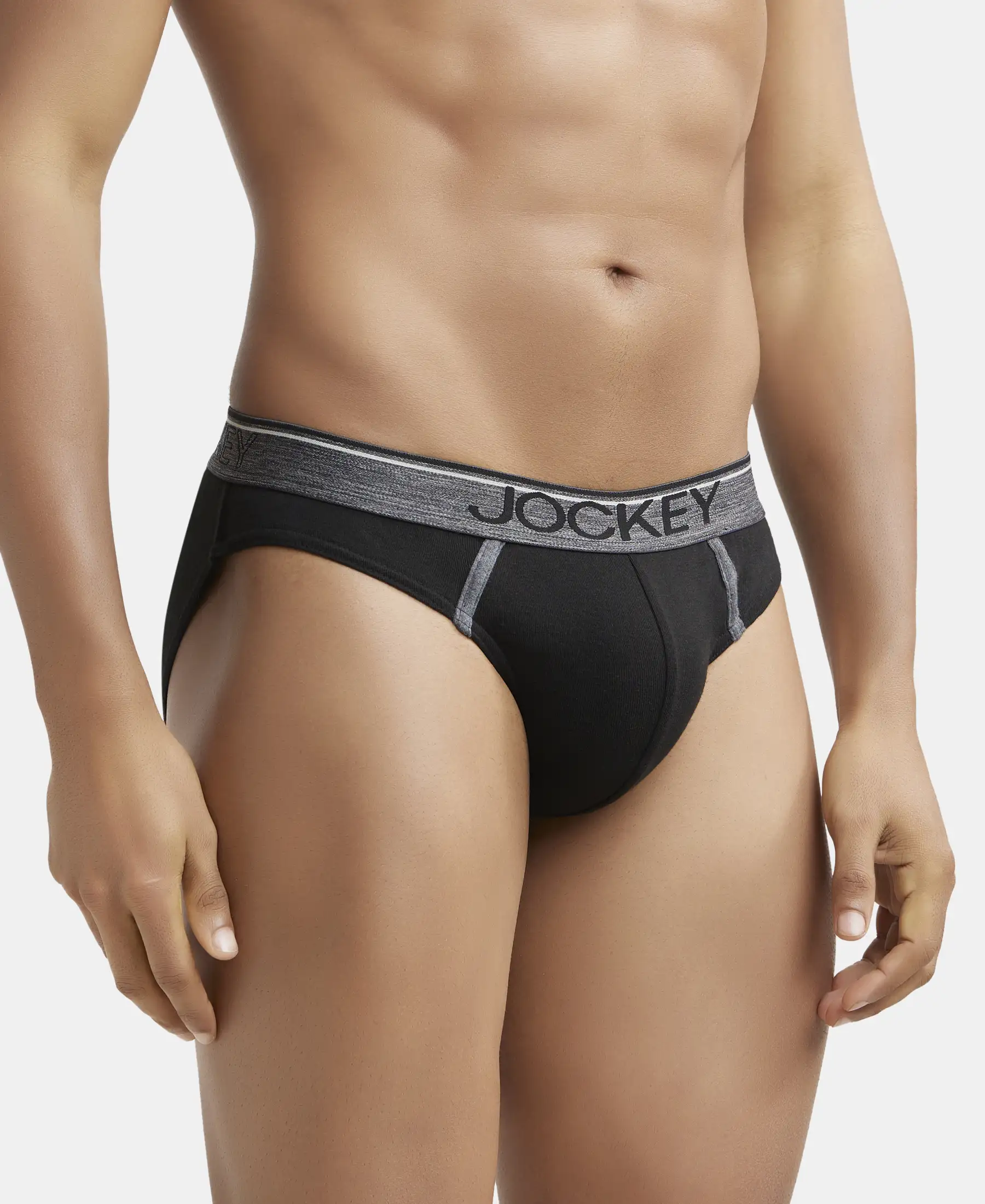 Super Combed Cotton Rib Solid Brief with Ultrasoft Waistband - Black (Pack of 2) - Image 2
