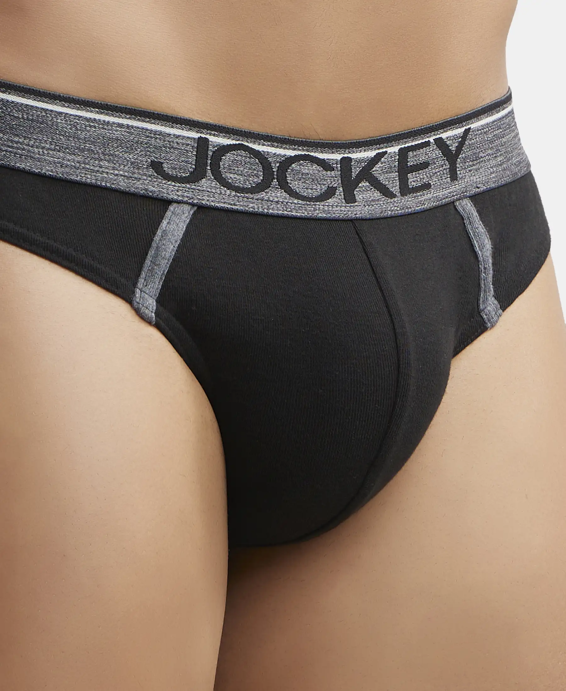 Super Combed Cotton Rib Solid Brief with Ultrasoft Waistband - Black (Pack of 2) - Image 6