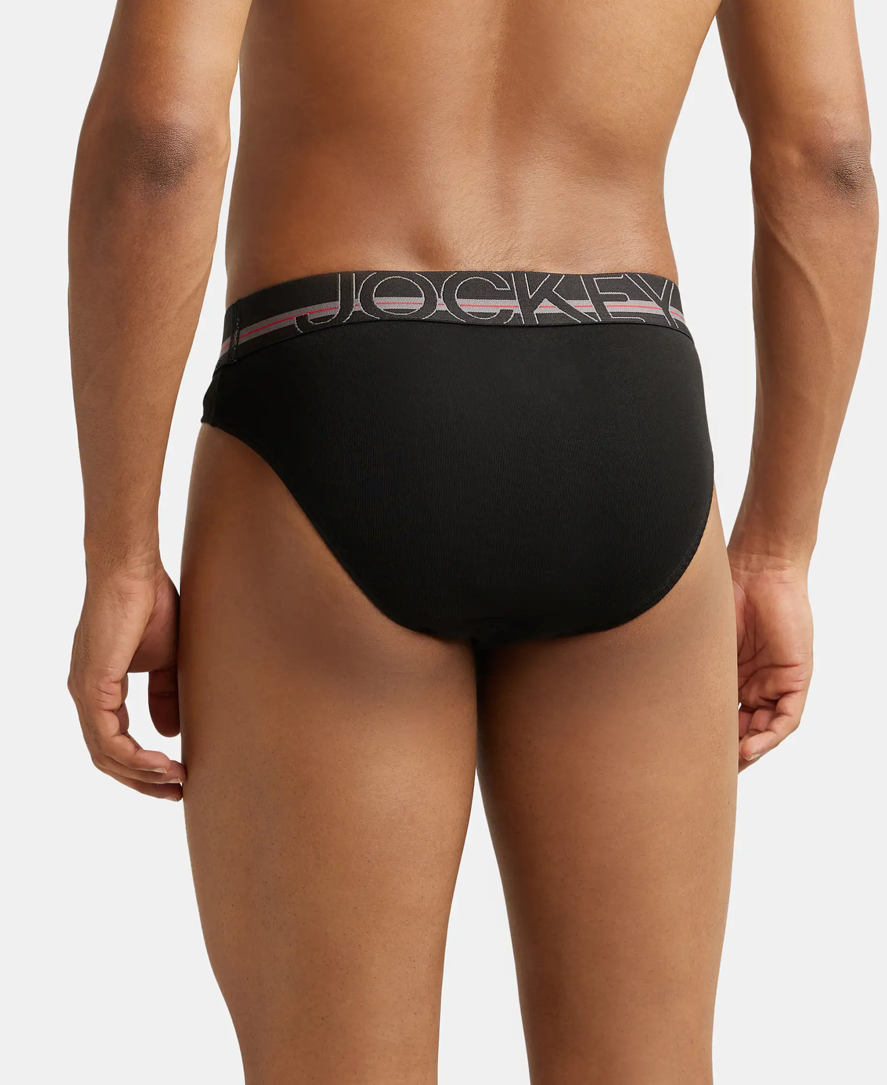 Super Combed Cotton Rib Solid Brief with Ultrasoft Waistband - Black (Pack of 2) - Image 3
