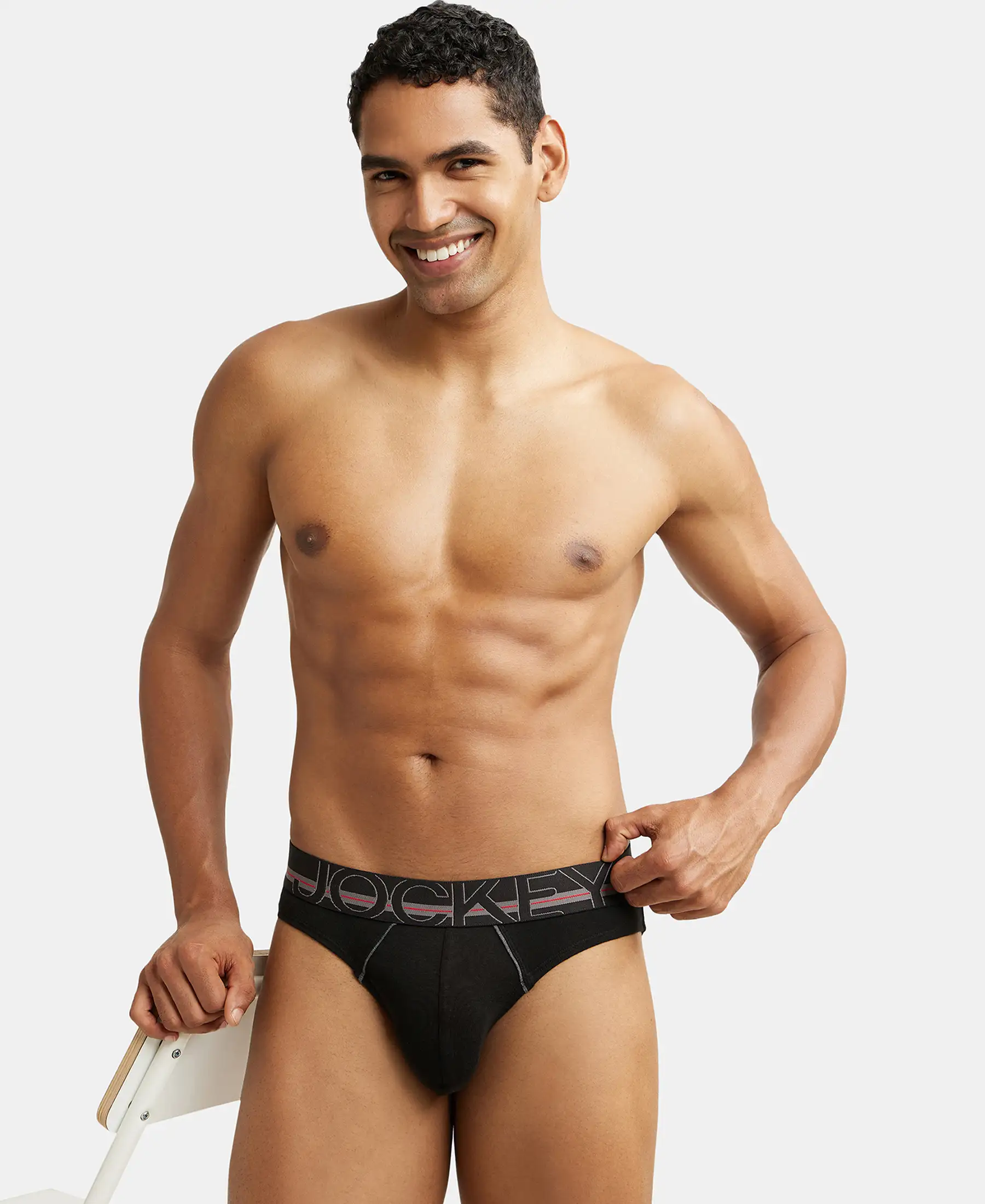 Super Combed Cotton Rib Solid Brief with Ultrasoft Waistband - Black (Pack of 2) - Image 8