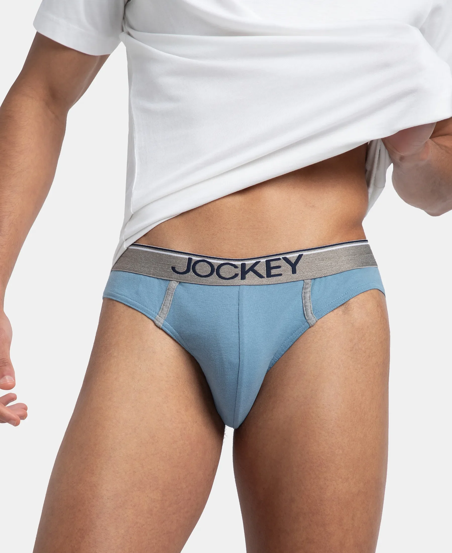 Super Combed Cotton Rib Solid Brief with Ultrasoft Waistband - Blue Shadow - Image 5