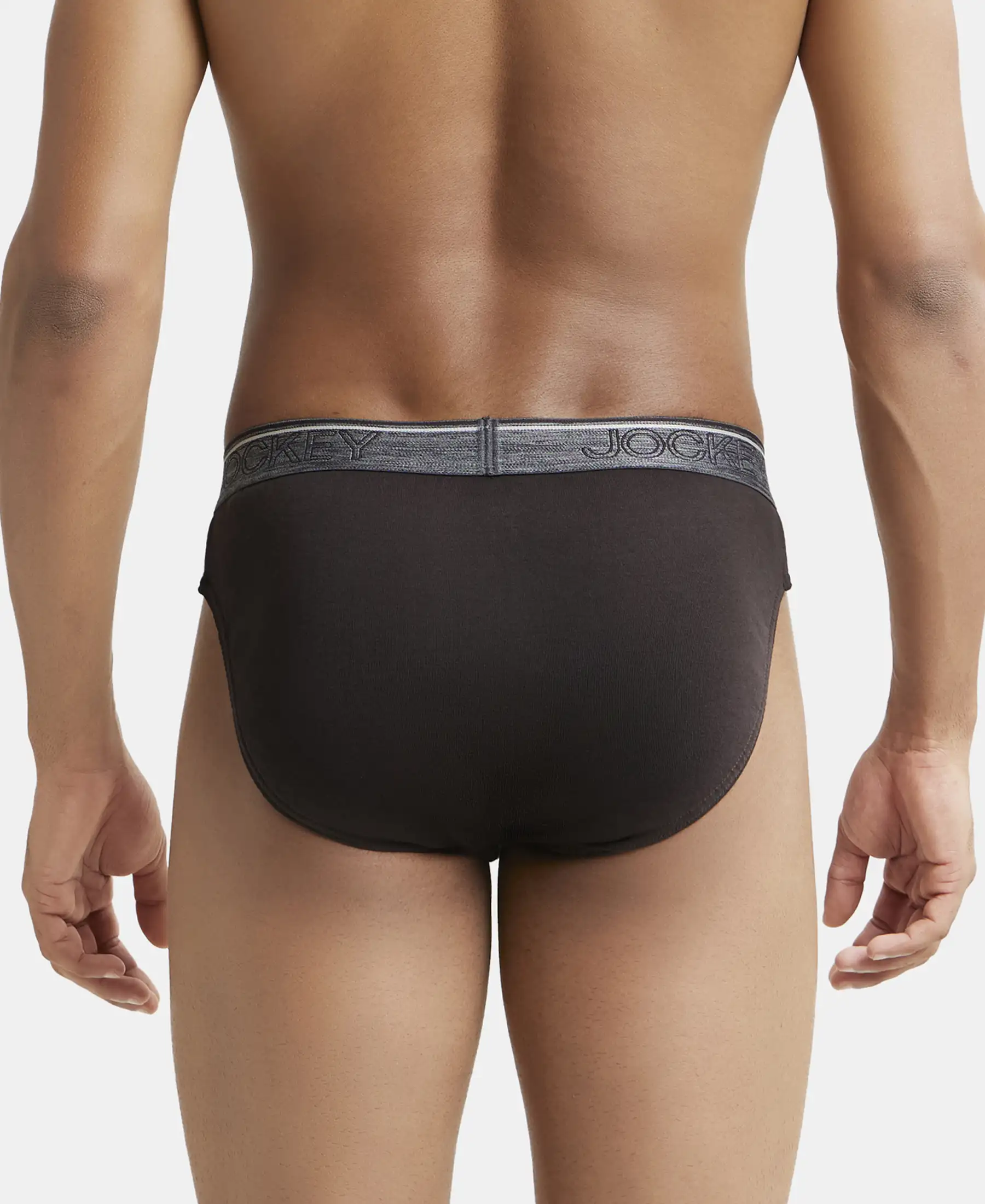 Super Combed Cotton Rib Solid Brief with Ultrasoft Waistband - Brown - Image 3