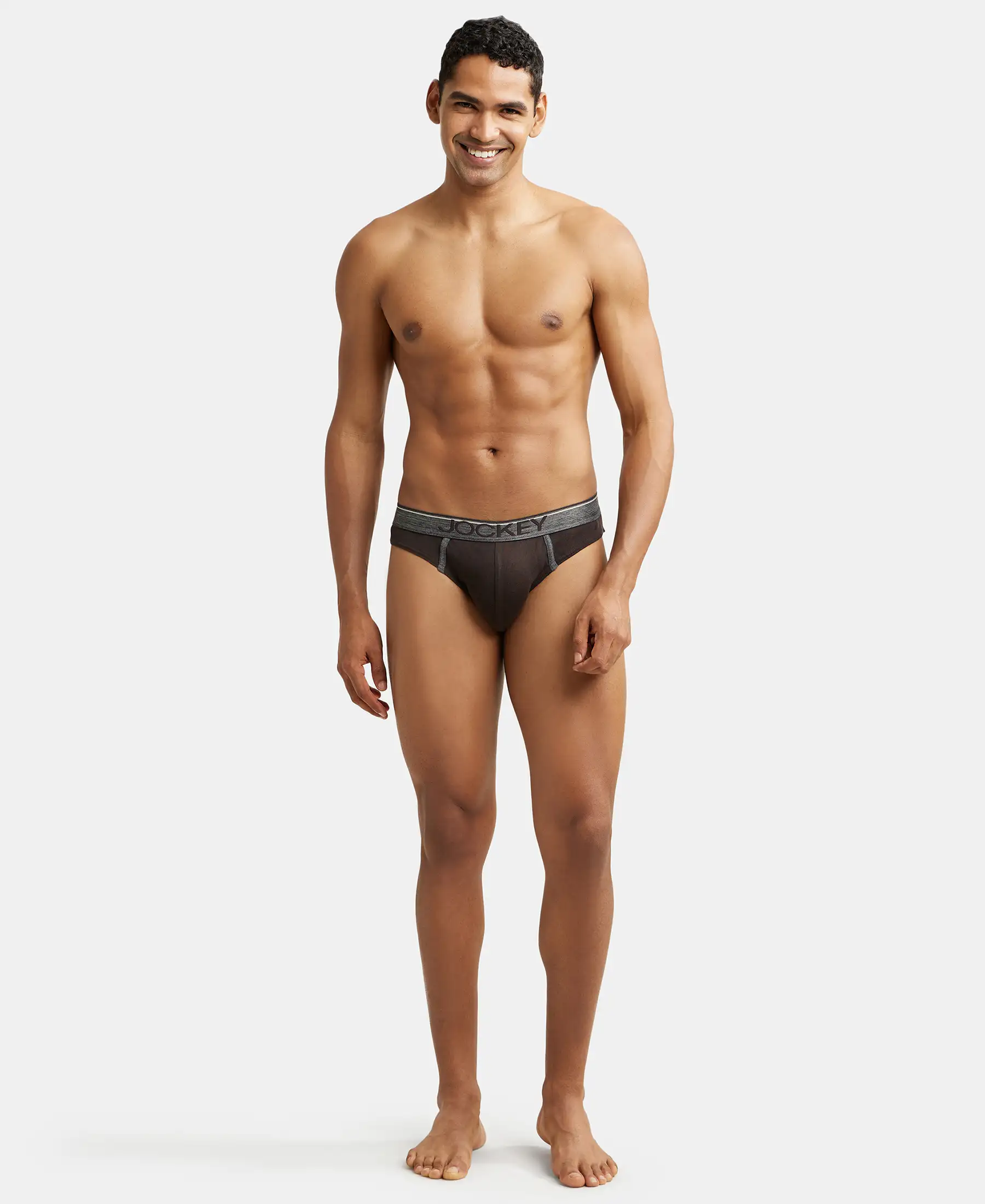 Super Combed Cotton Rib Solid Brief with Ultrasoft Waistband - Brown (Pack of 2) - Image 4