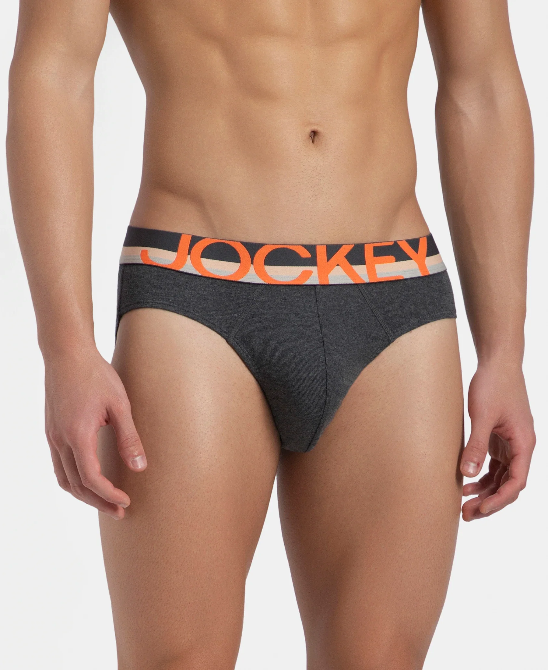 Super Combed Cotton Rib Solid Brief with Ultrasoft Waistband - Charcoal Melange - Image 2
