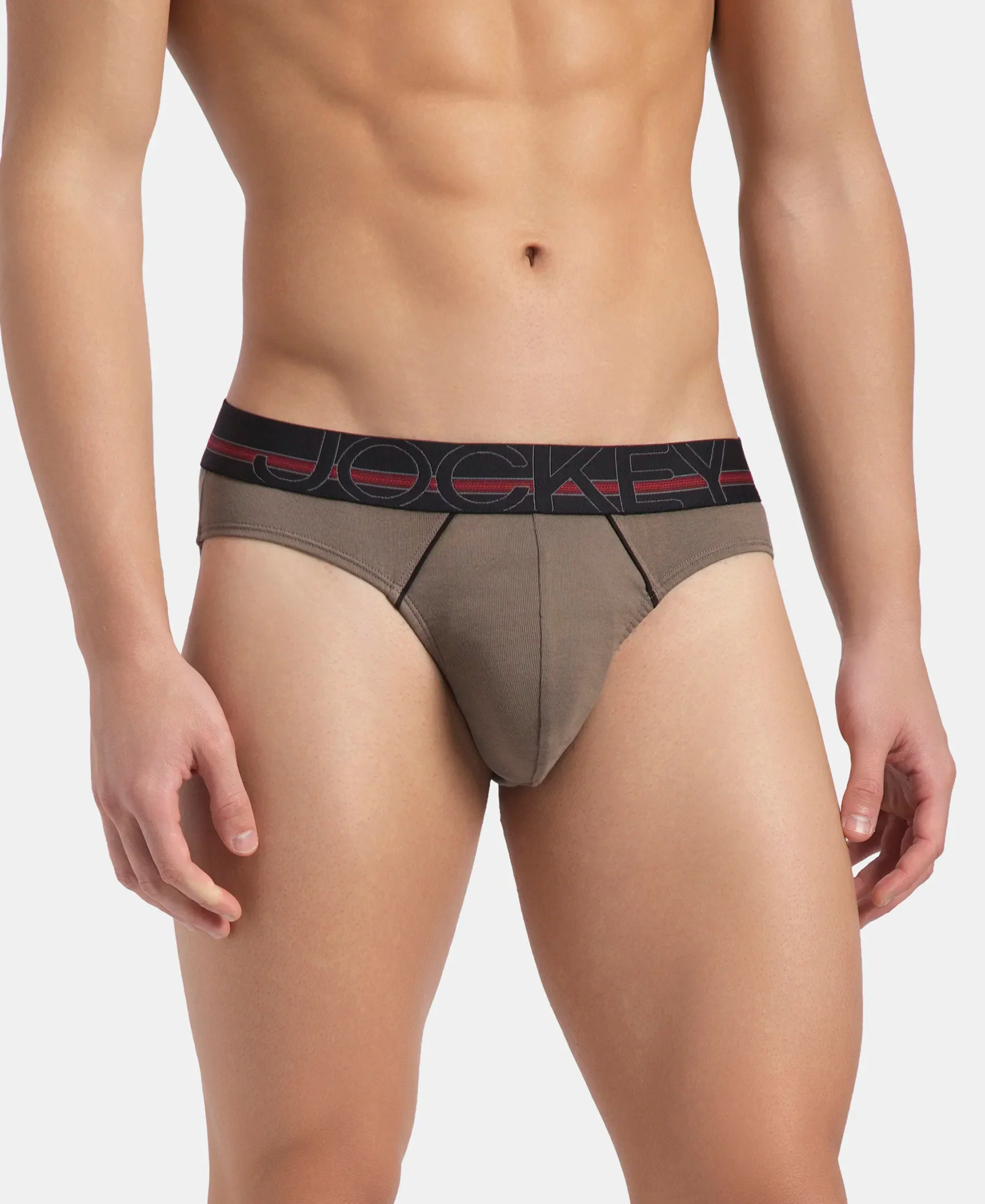 Super Combed Cotton Rib Solid Brief with Ultrasoft Waistband - Dark Khaki (Pack of 2) - Image 2