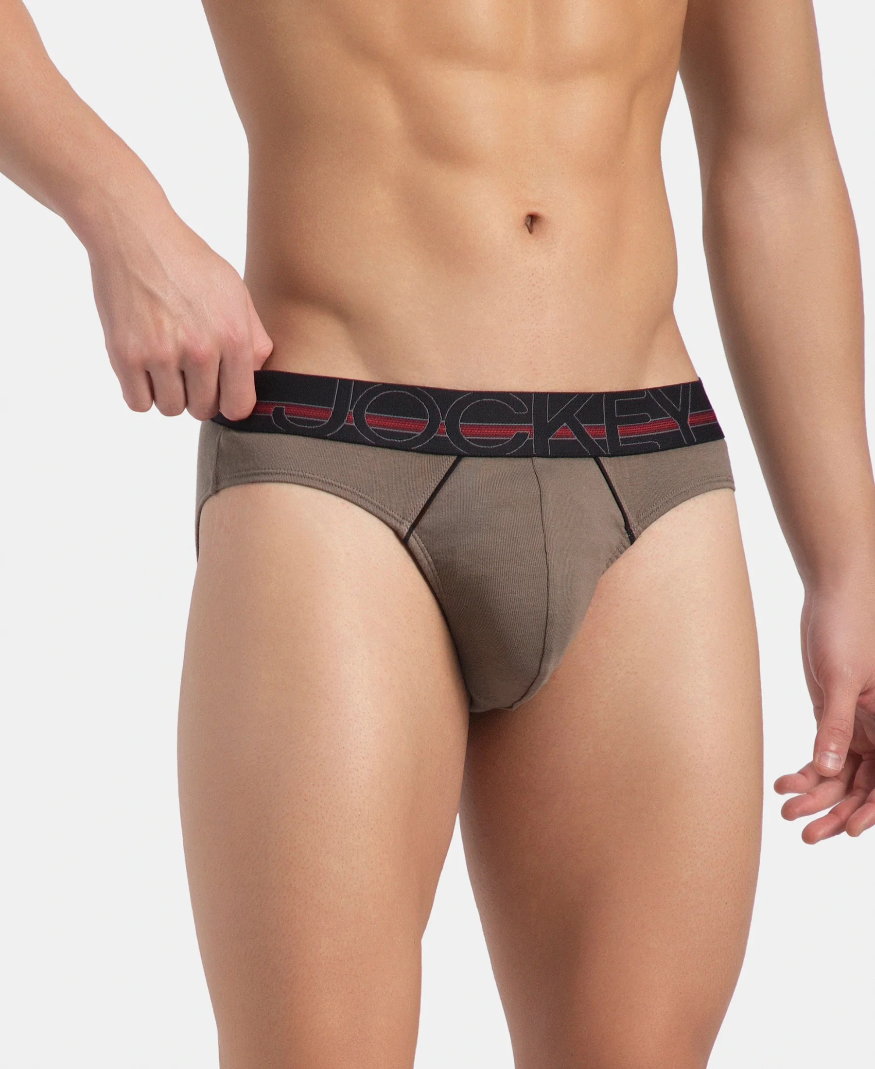 Super Combed Cotton Rib Solid Brief with Ultrasoft Waistband - Dark Khaki - Image 2