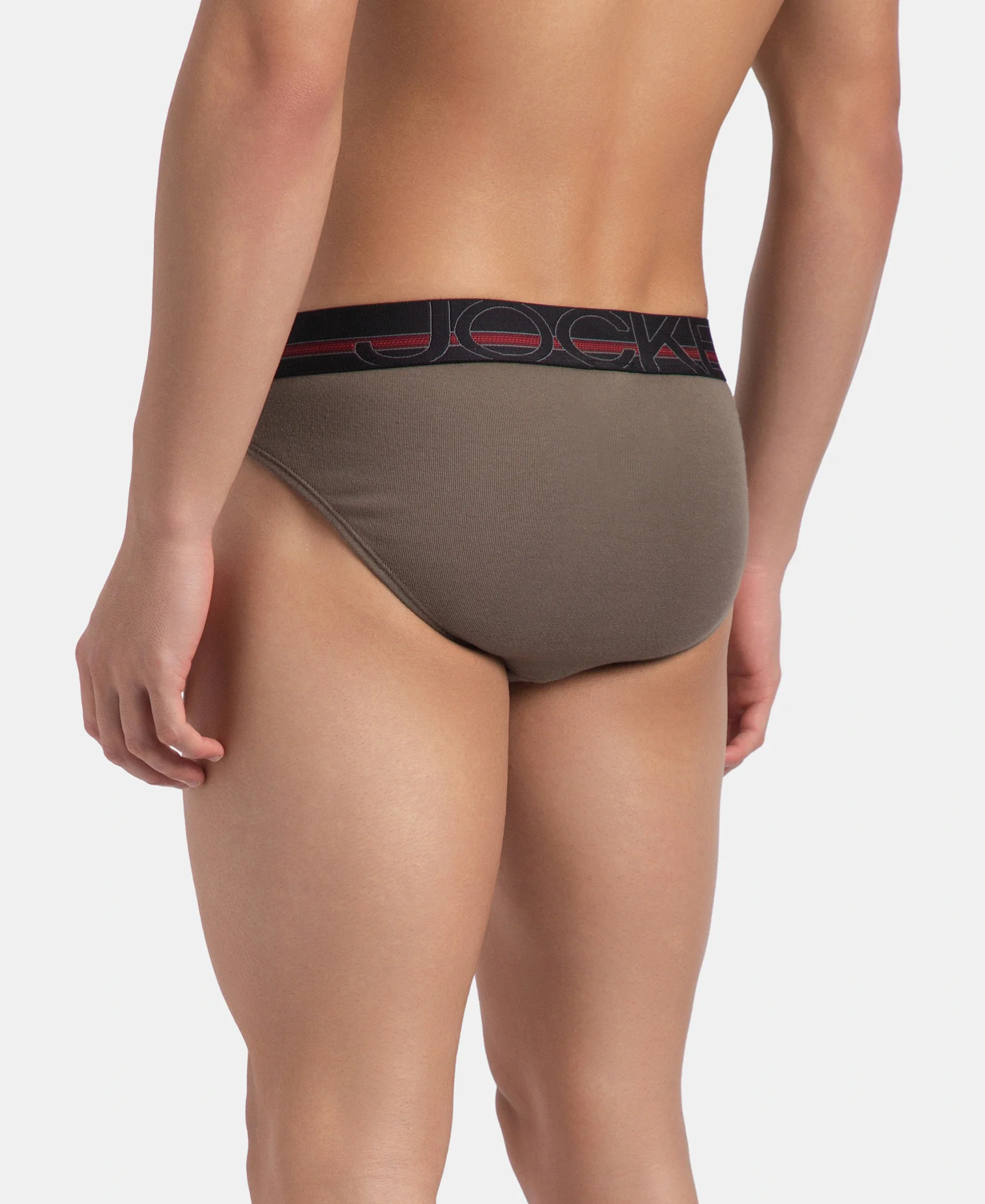 Super Combed Cotton Rib Solid Brief with Ultrasoft Waistband - Dark Khaki - Image 3