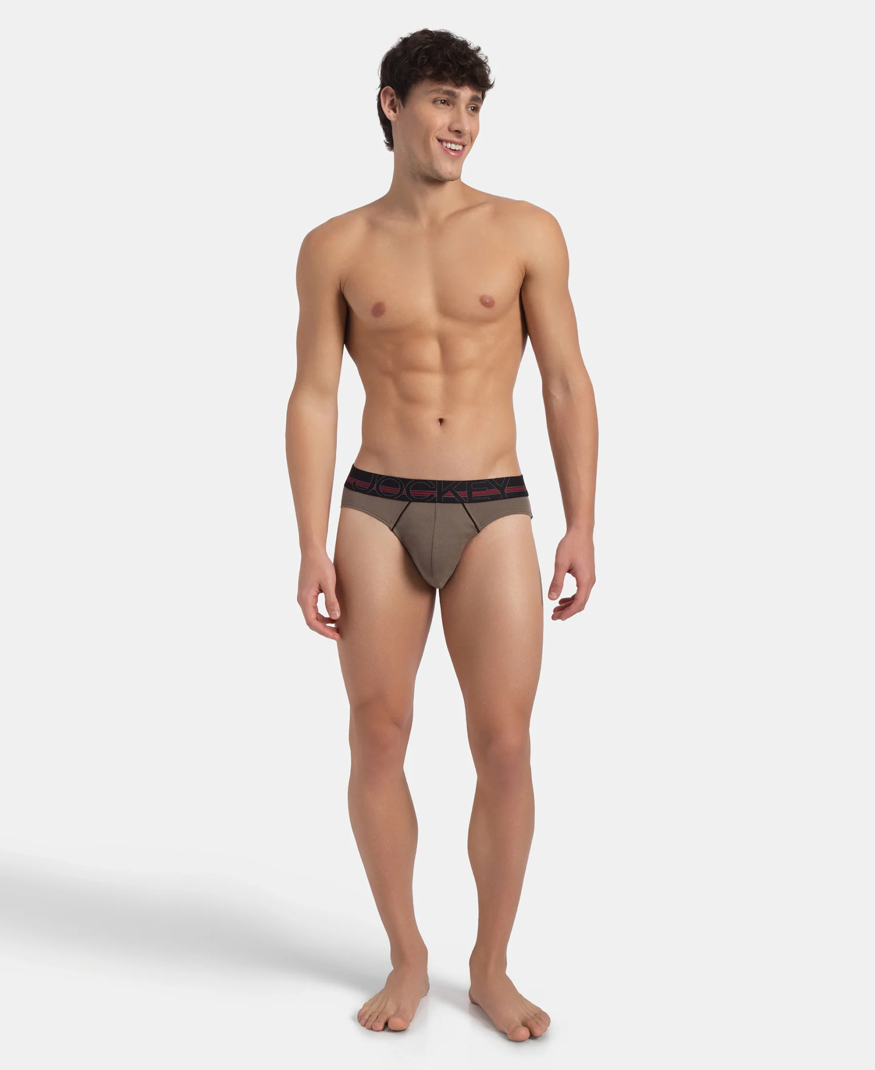 Super Combed Cotton Rib Solid Brief with Ultrasoft Waistband - Dark Khaki - Image 4
