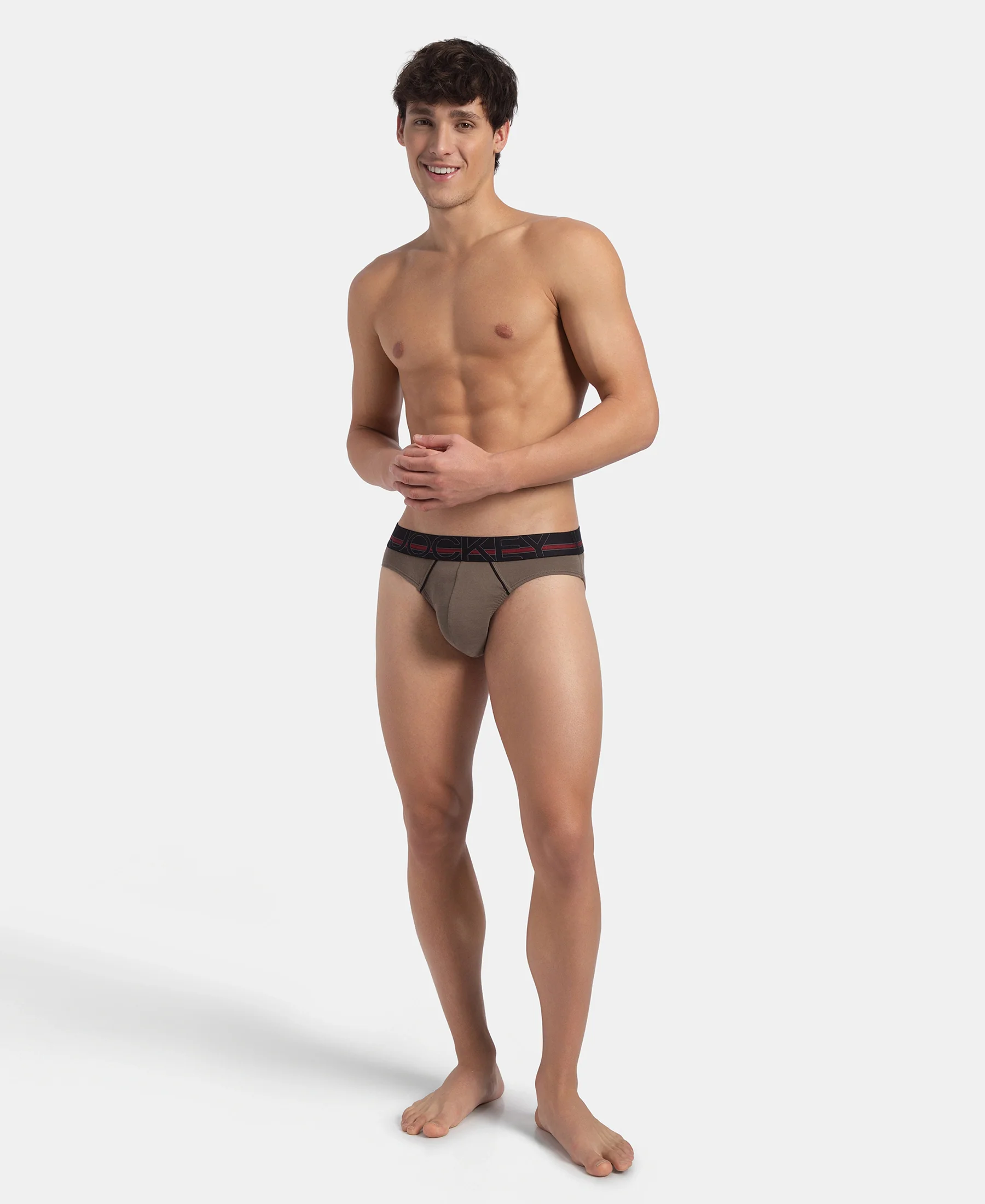 Super Combed Cotton Rib Solid Brief with Ultrasoft Waistband - Dark Khaki - Image 6