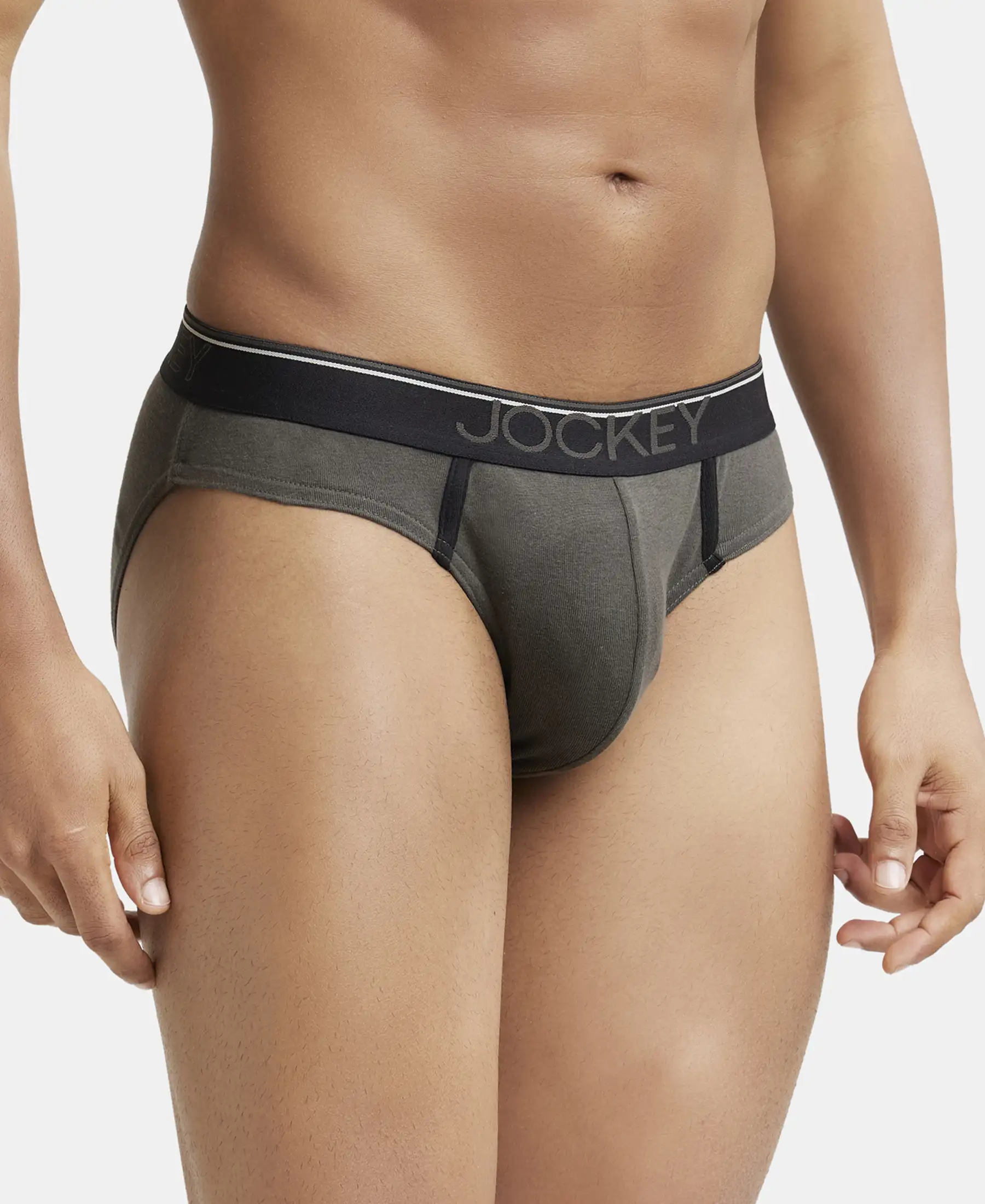 Super Combed Cotton Rib Solid Brief with Ultrasoft Waistband - Deep Olive - Image 2
