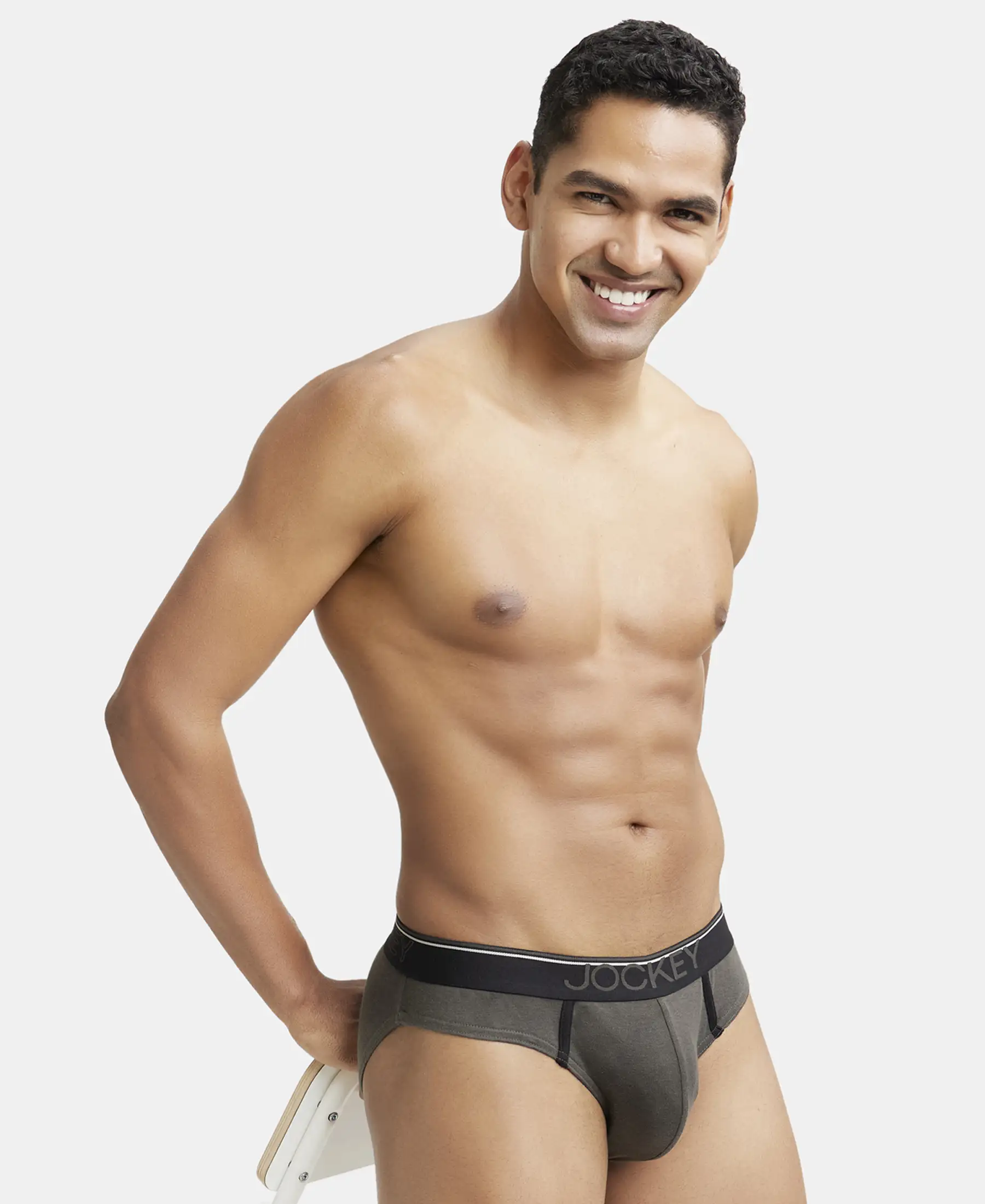 Super Combed Cotton Rib Solid Brief with Ultrasoft Waistband - Deep Olive - Image 5