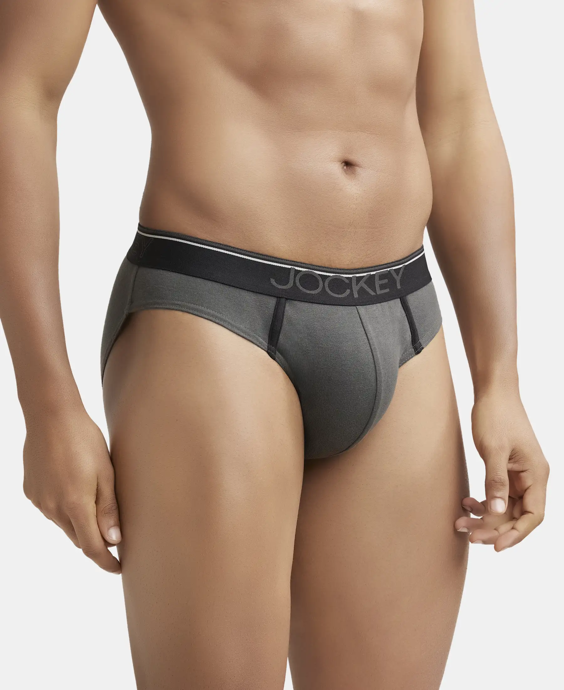 Super Combed Cotton Rib Solid Brief with Ultrasoft Waistband - Deep Olive (Pack of 2) - Image 2