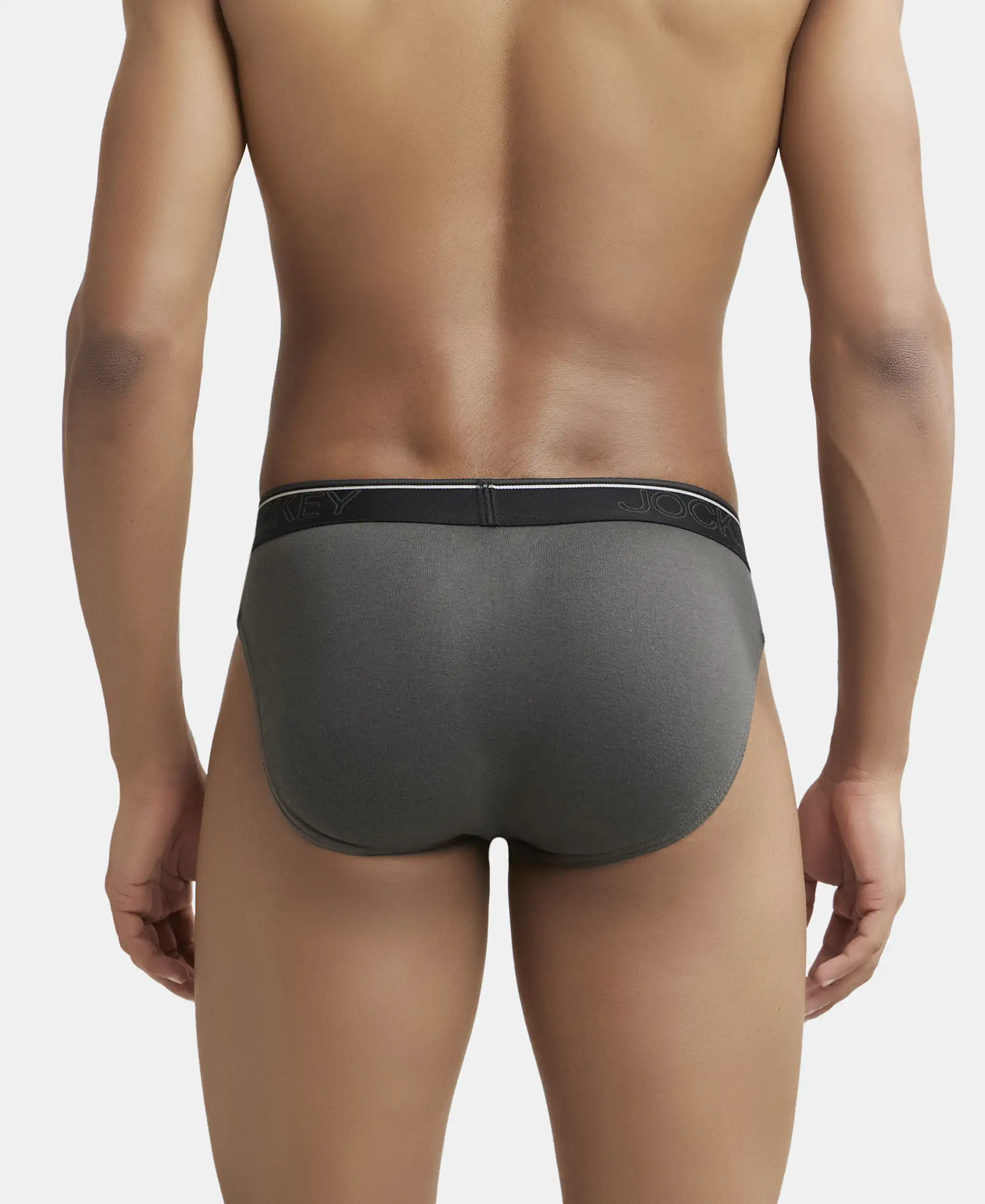 Super Combed Cotton Rib Solid Brief with Ultrasoft Waistband - Deep Olive (Pack of 2) - Image 3