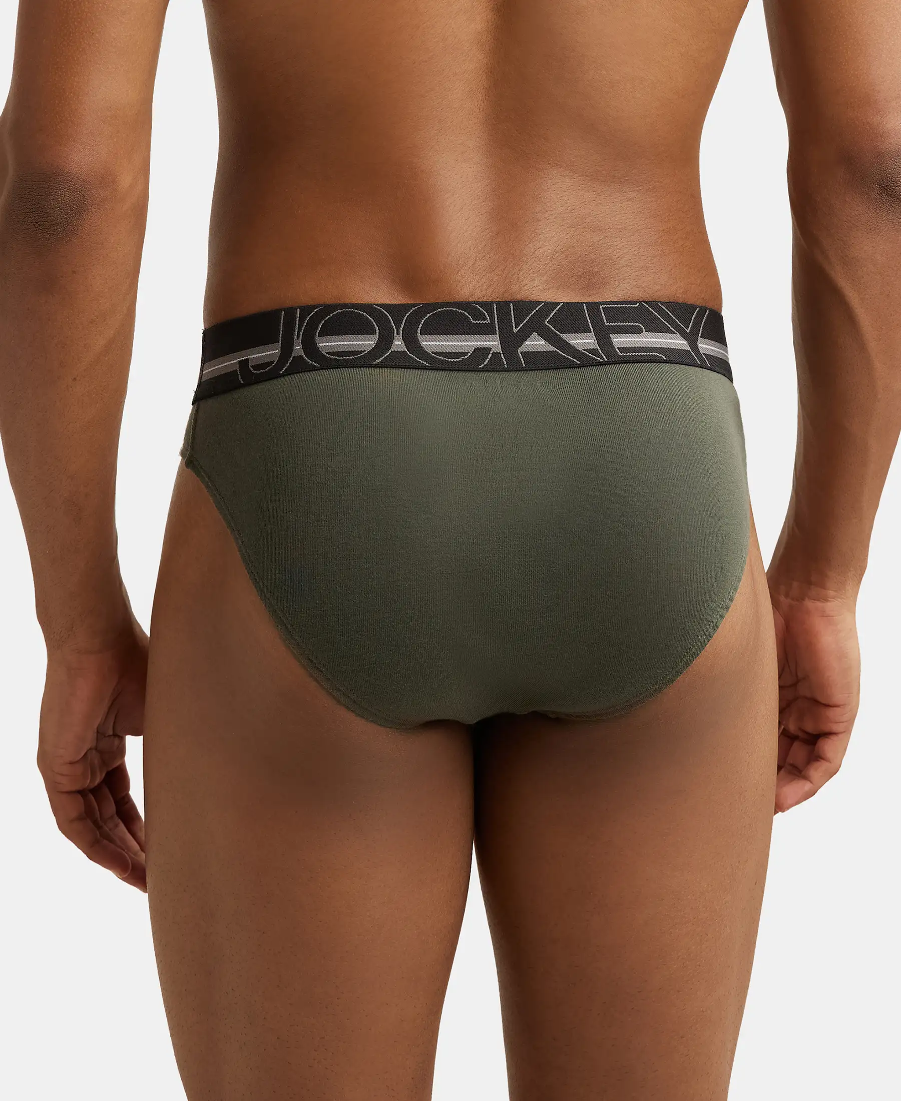 Super Combed Cotton Rib Solid Brief with Ultrasoft Waistband - Deep Olive (Pack of 2) - Image 3