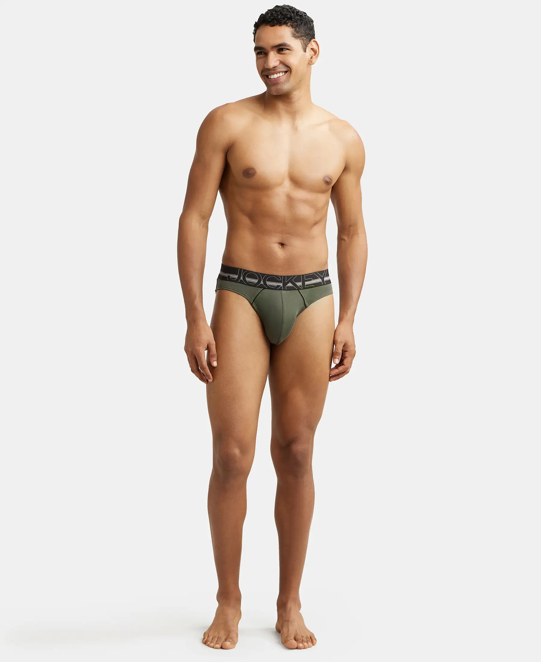 Super Combed Cotton Rib Solid Brief with Ultrasoft Waistband - Deep Olive (Pack of 2) - Image 4