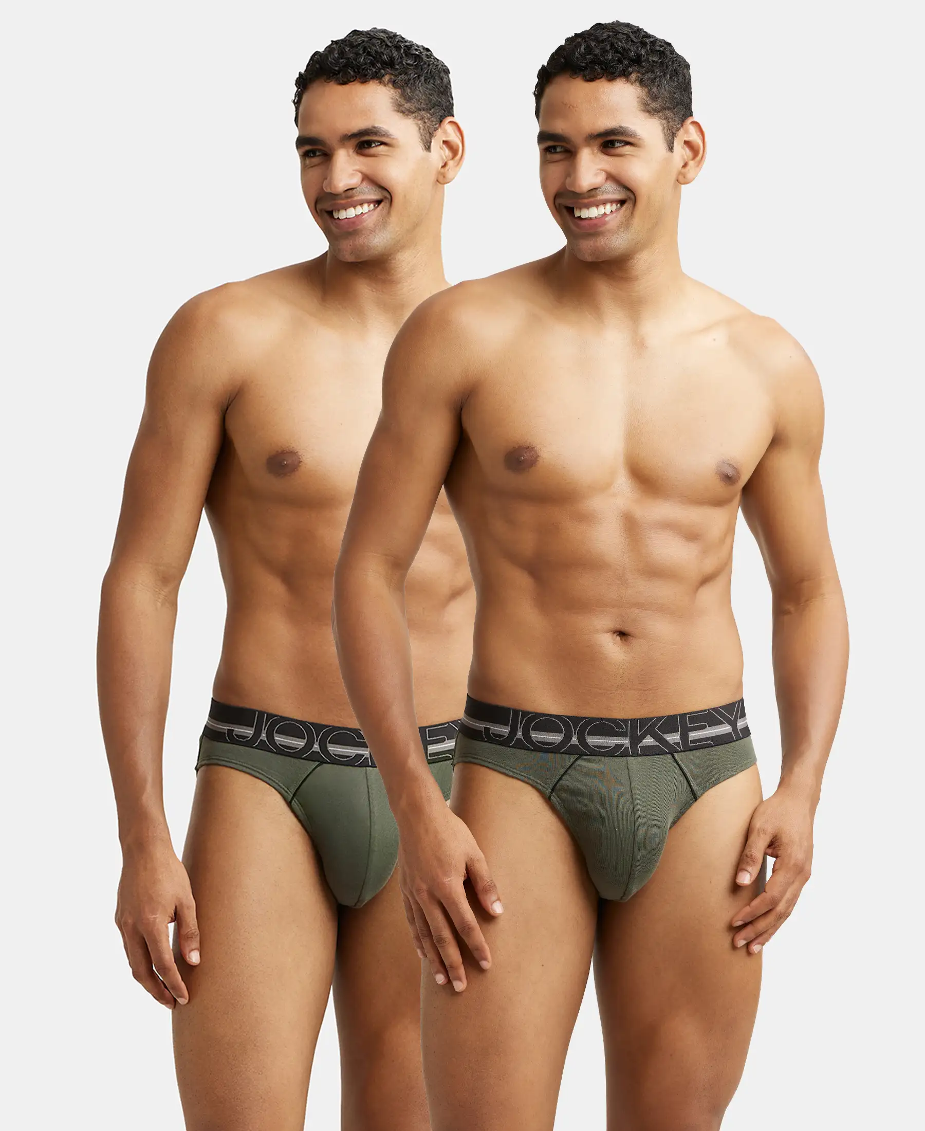 Super Combed Cotton Rib Solid Brief with Ultrasoft Waistband - Deep Olive (Pack of 2) - Image 5