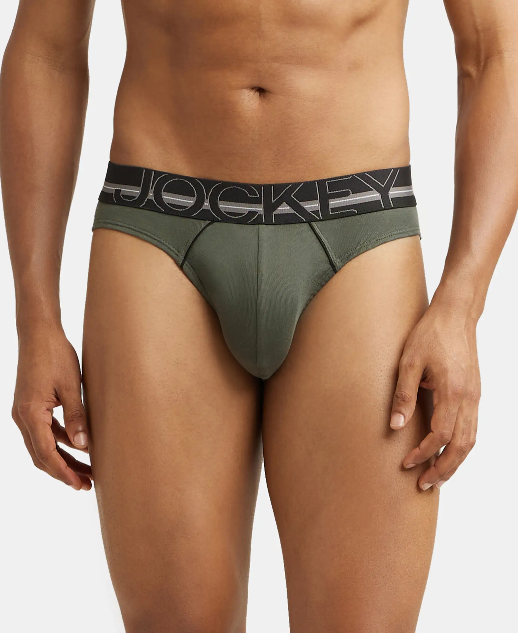 Super Combed Cotton Rib Solid Brief with Ultrasoft Waistband - Deep Olive (Pack of 2) - Image 6