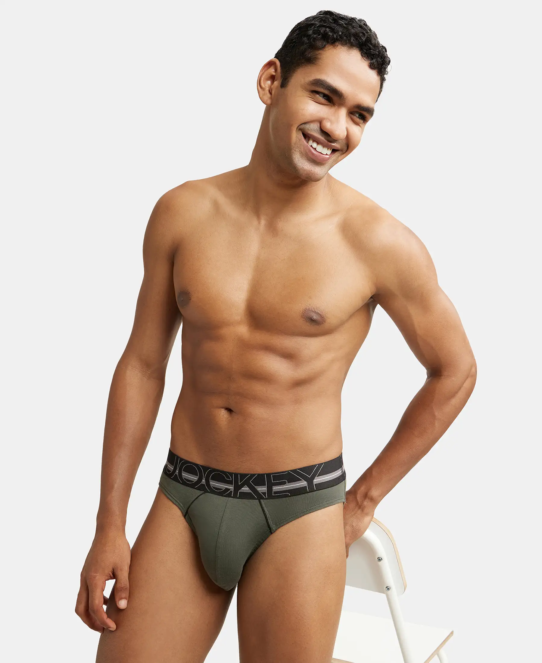 Super Combed Cotton Rib Solid Brief with Ultrasoft Waistband - Deep Olive (Pack of 2) - Image 7