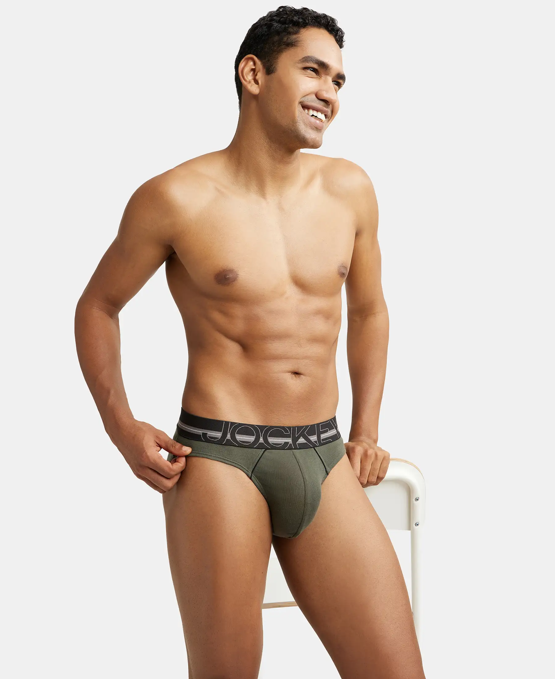Super Combed Cotton Rib Solid Brief with Ultrasoft Waistband - Deep Olive (Pack of 2) - Image 8