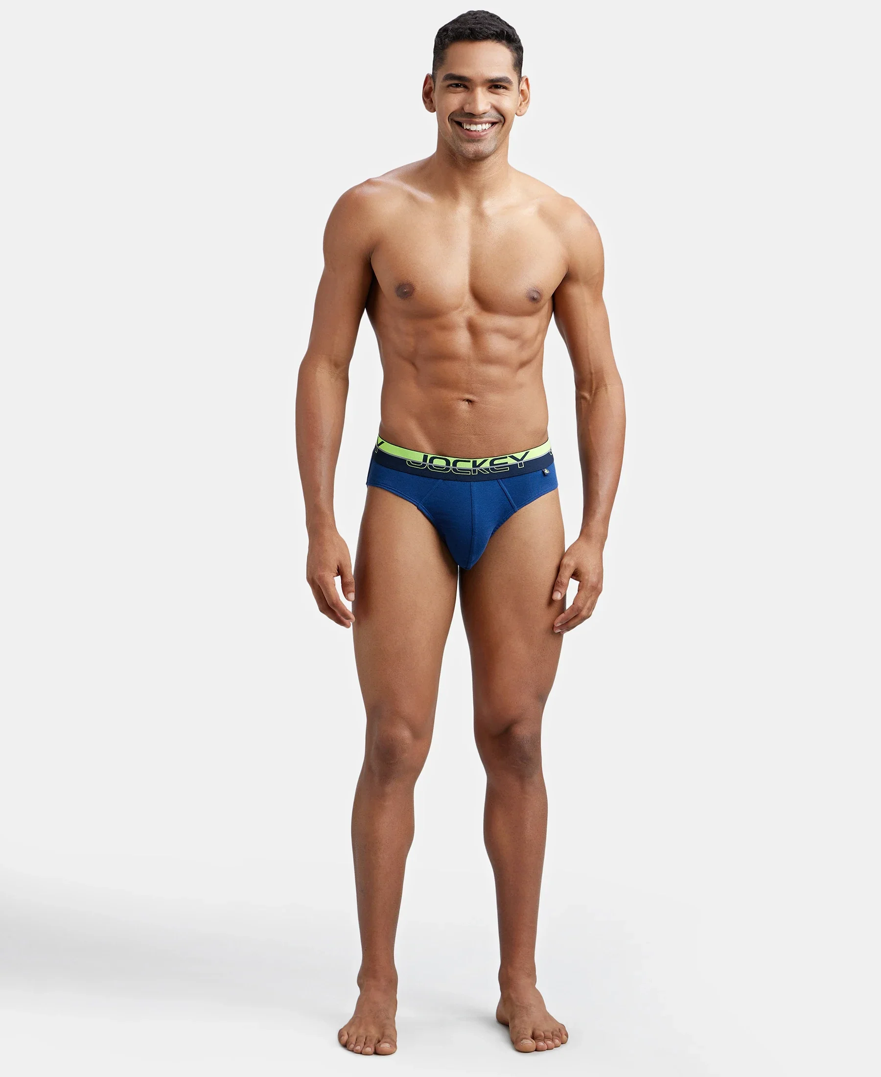 Super Combed Cotton Rib Solid Brief with Ultrasoft Waistband  - Estate Blue - Image 4