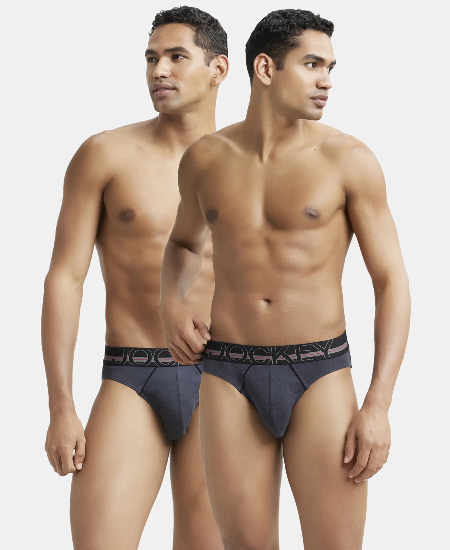 Super Combed Cotton Rib Solid Brief with Ultrasoft Waistband - Graphite (Pack of 2)