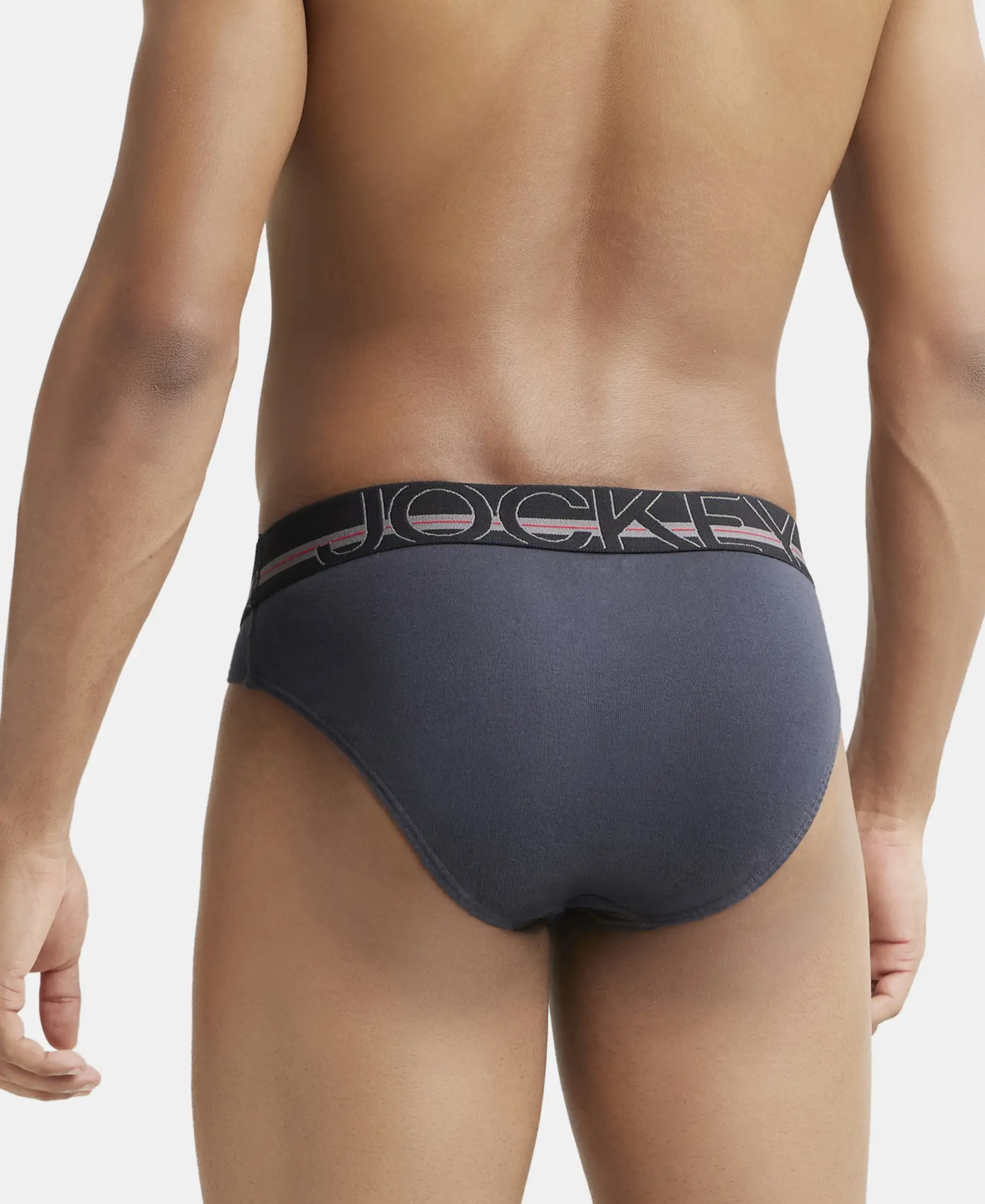 Super Combed Cotton Rib Solid Brief with Ultrasoft Waistband - Graphite (Pack of 2) - Image 3