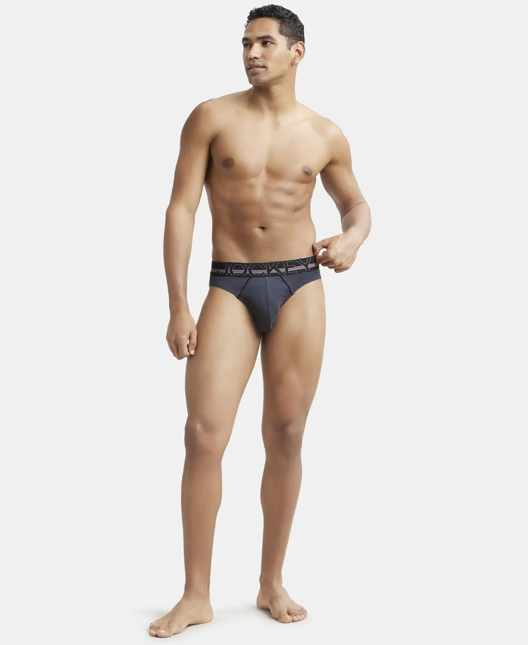Super Combed Cotton Rib Solid Brief with Ultrasoft Waistband - Graphite (Pack of 2) - Image 4