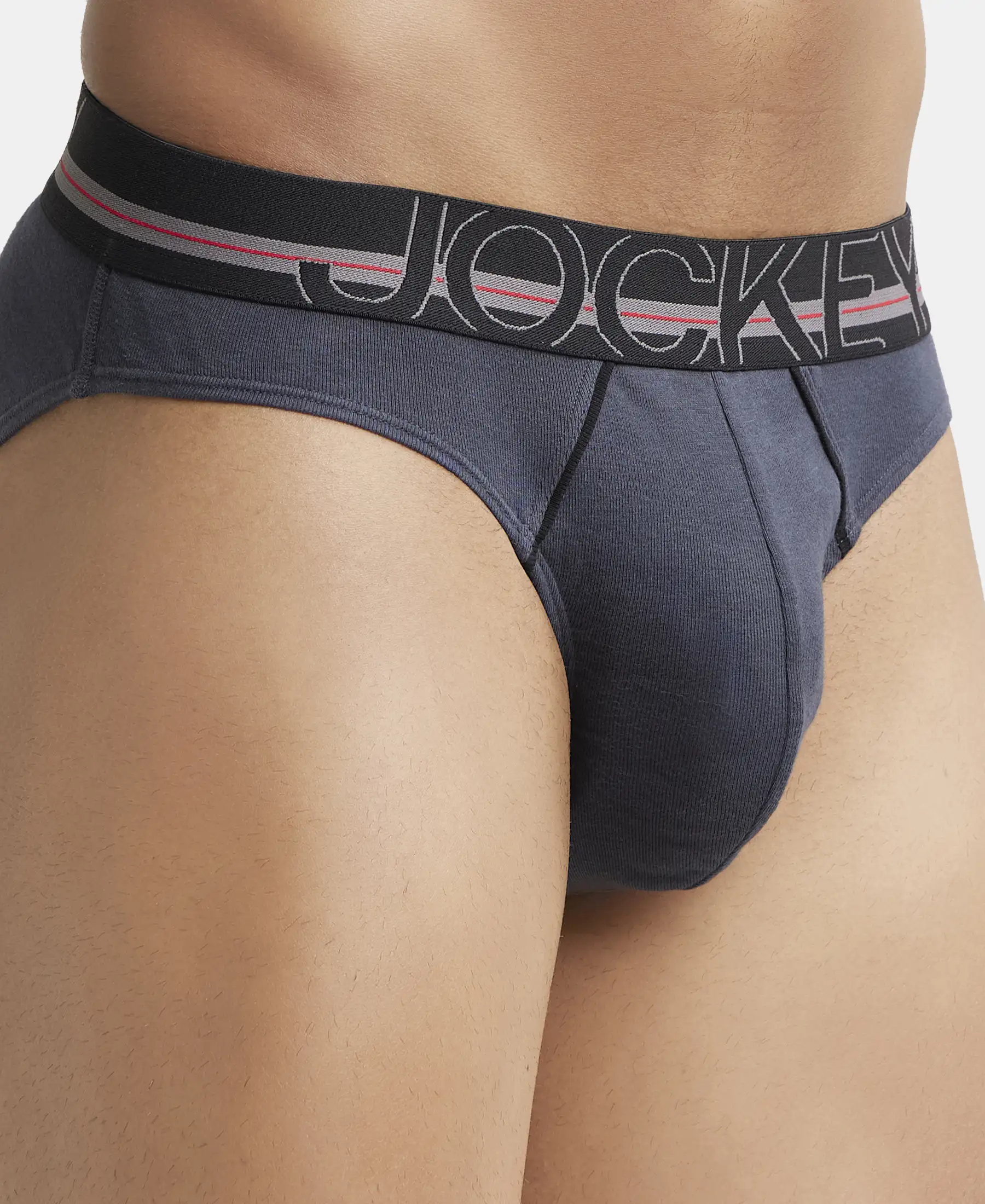 Super Combed Cotton Rib Solid Brief with Ultrasoft Waistband - Graphite (Pack of 2) - Image 6