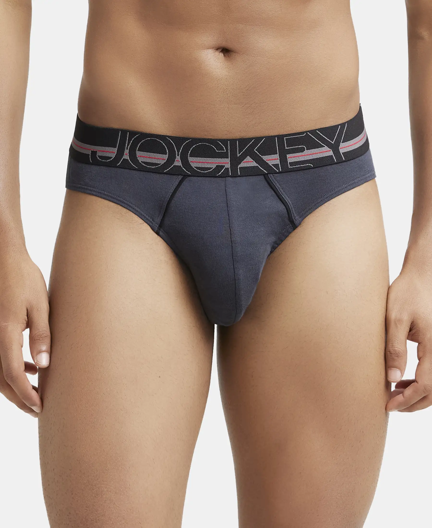 Super Combed Cotton Rib Solid Brief with Ultrasoft Waistband - Graphite (Pack of 2) - Image 7