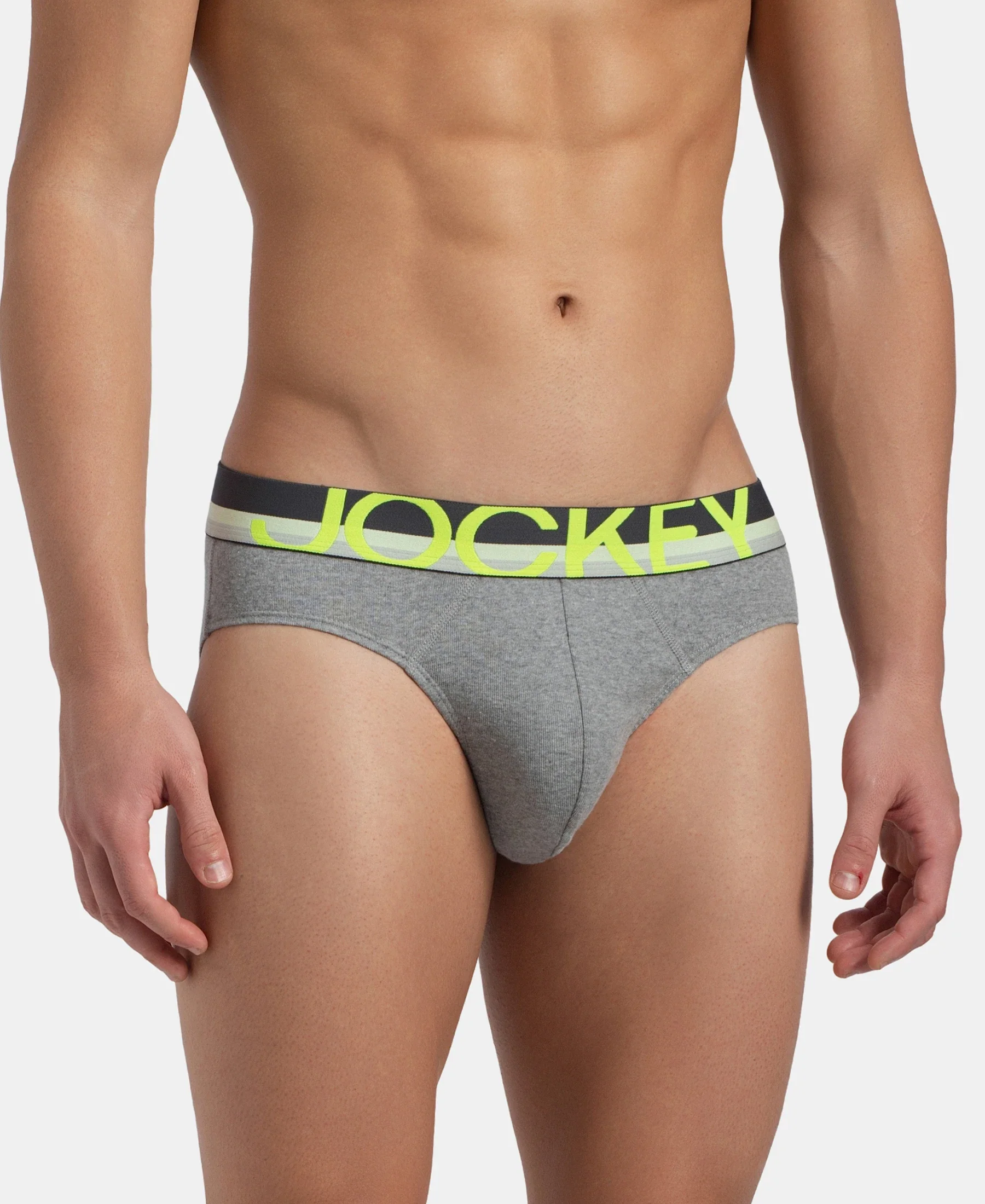 Super Combed Cotton Rib Solid Brief with Ultrasoft Waistband - Grey - Image 2