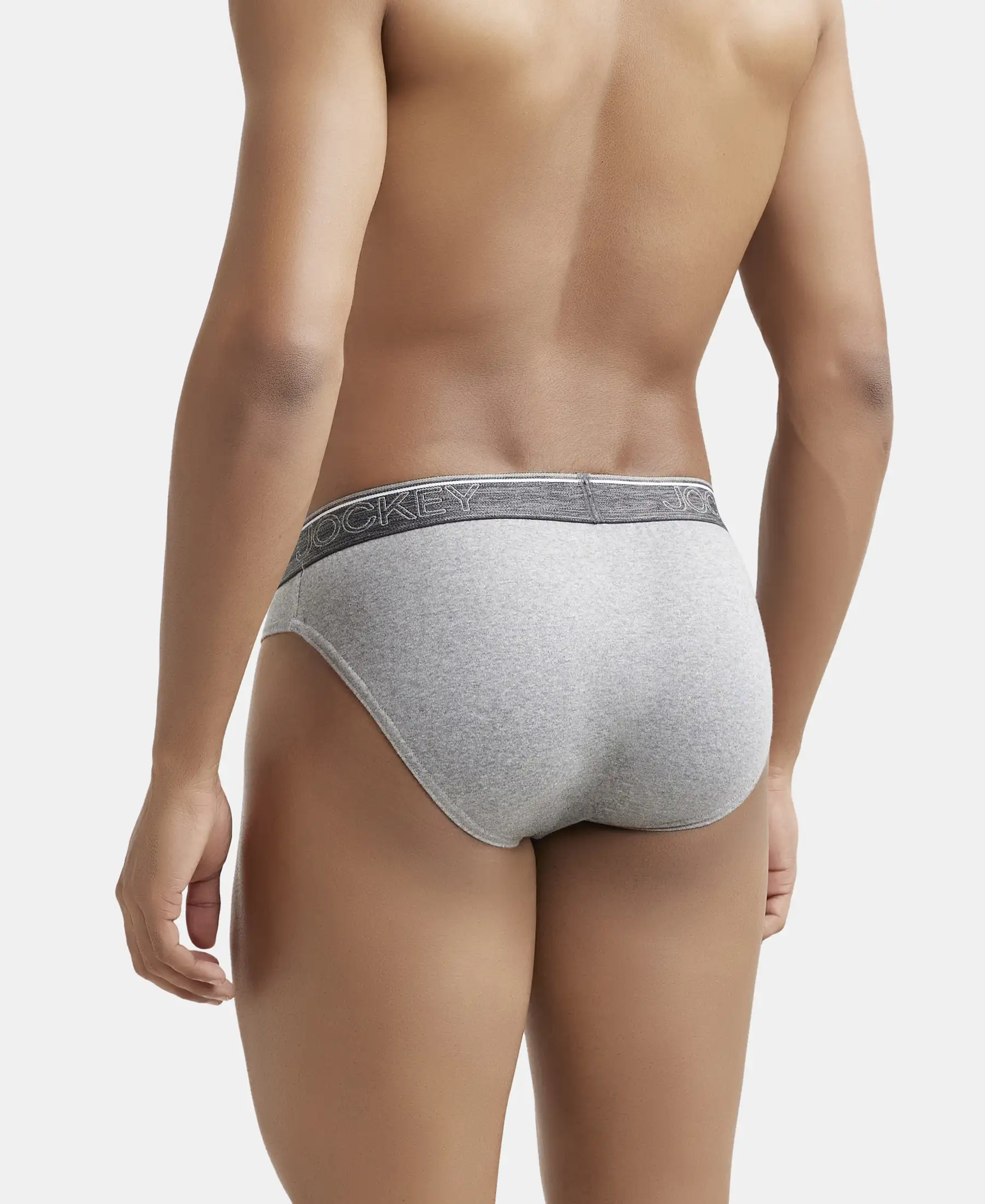 Super Combed Cotton Rib Solid Brief with Ultrasoft Waistband - Grey Melange (Pack of 2) - Image 4